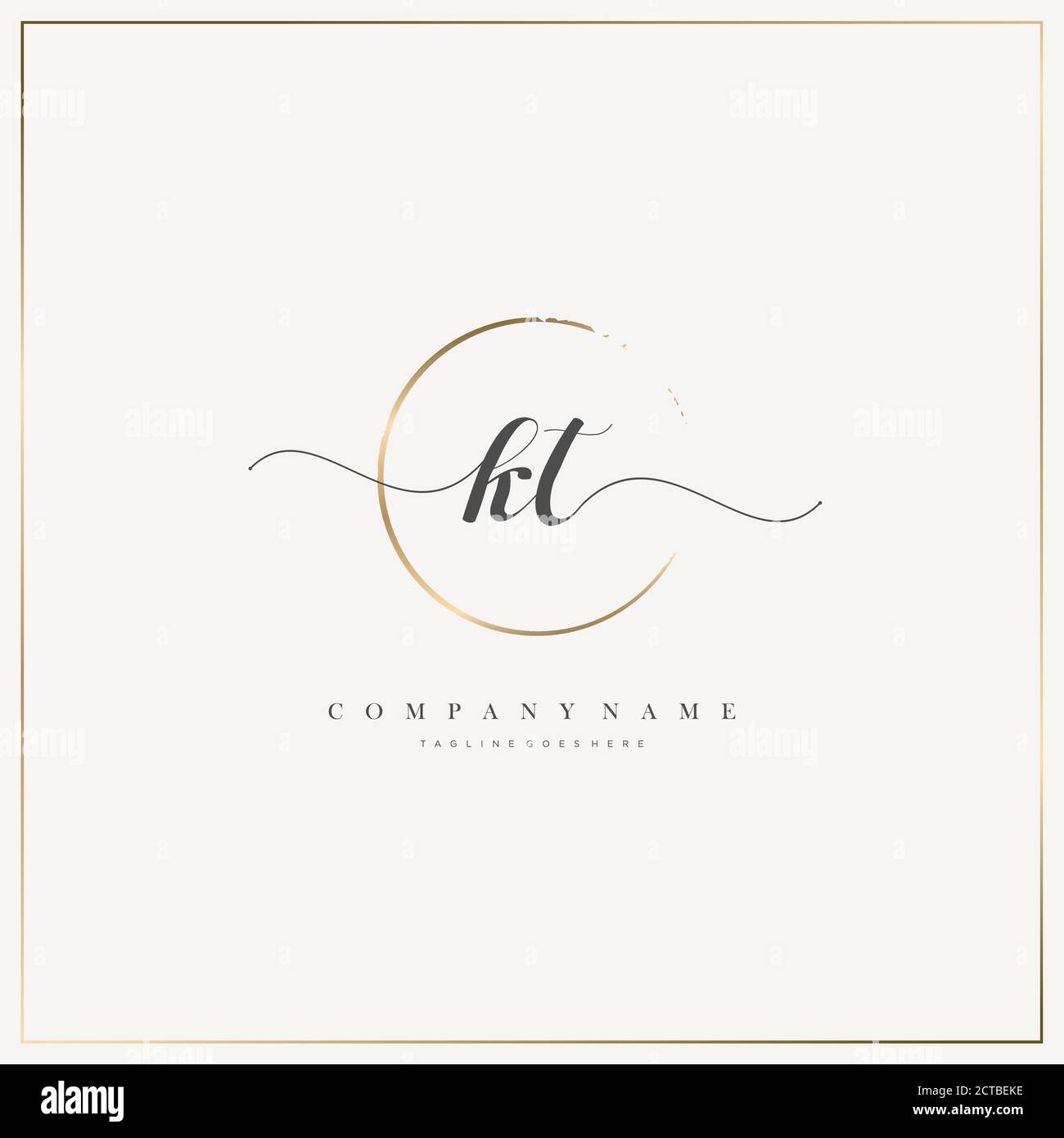 KT Initial Letter Handwriting logo vettore modello disegnato a mano, logo per bellezza, cosmetici, matrimoni, moda e business Illustrazione Vettoriale