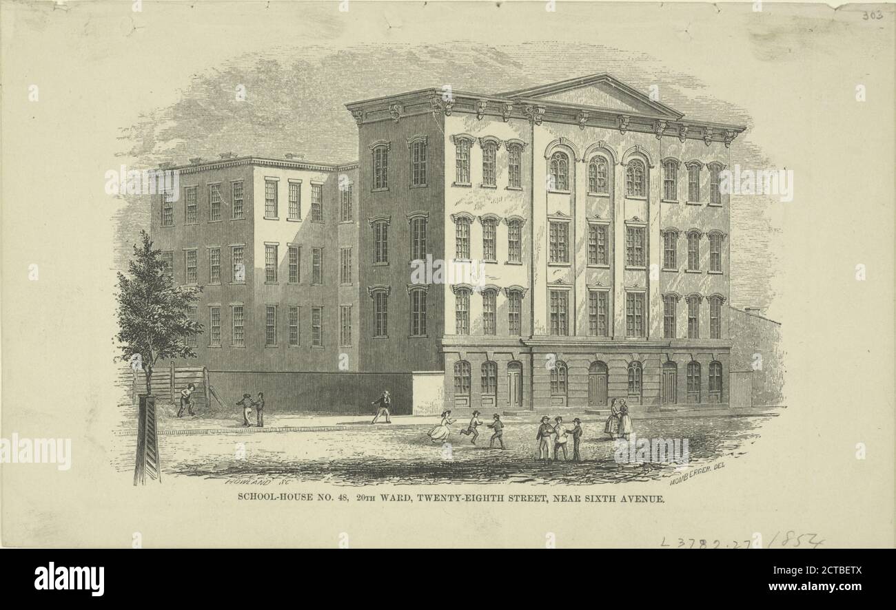 Scuole pubbliche. School-House No. 48, 20th Ward, Twenty-Eighth Street, Near Sixth Avenue., Still Image, Prints, 1801 - 1900, Momberger, William (1829 Foto Stock