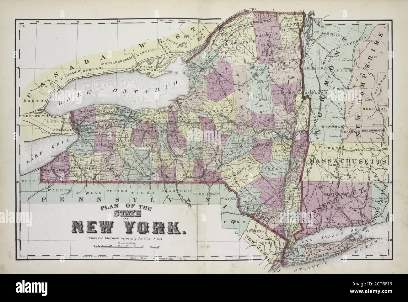 Mappa dello Stato di New York, cartografica, Atlases, 1874, Nichols, Spiaggia Foto Stock