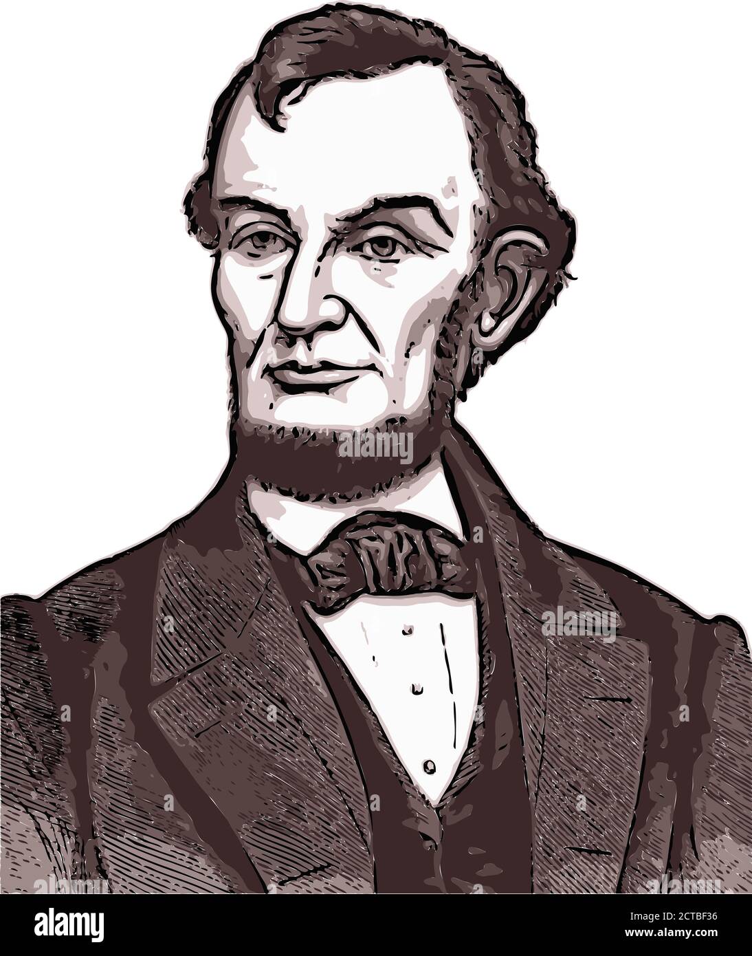 Ritratto vettoriale del presidente Abraham Lincoln. Abraham Lincoln (1809 – 1865) è stato uno statista e avvocato statunitense che ha ricoperto il ruolo di sedicesimo presidente della t Illustrazione Vettoriale