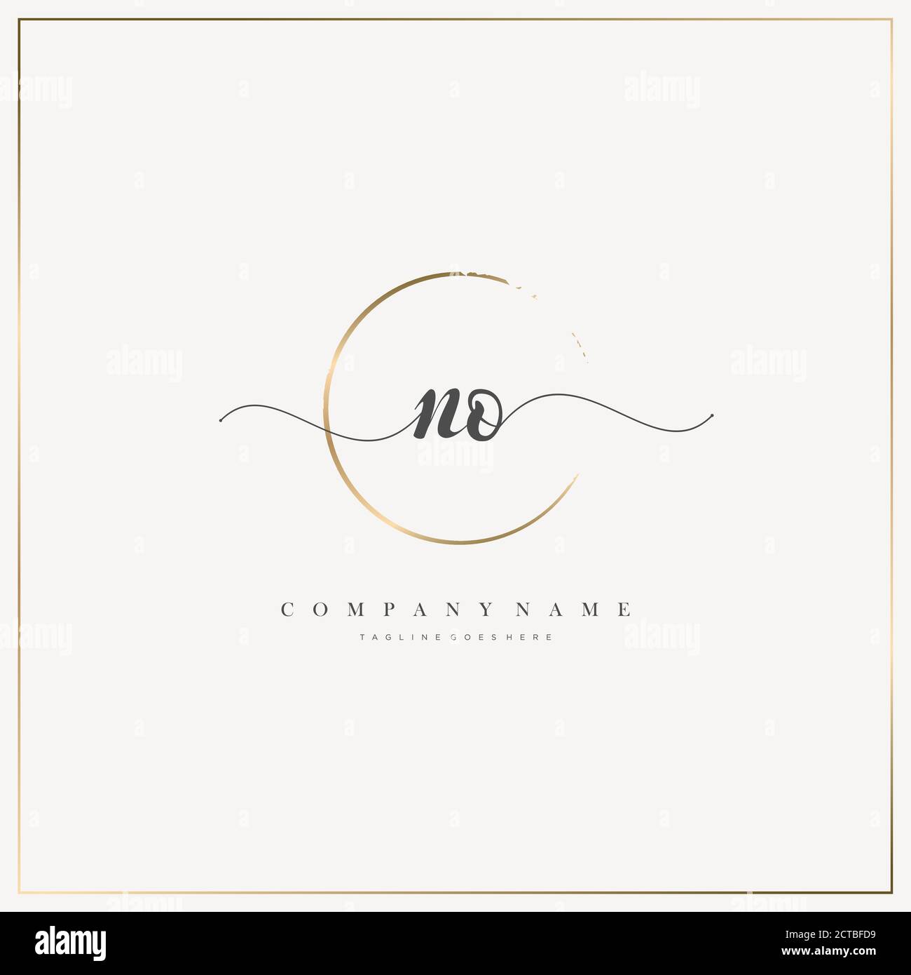 NESSUN vettore modello disegnato a mano con logo lettera iniziale, logo per bellezza, cosmetici, matrimoni, moda e affari Illustrazione Vettoriale