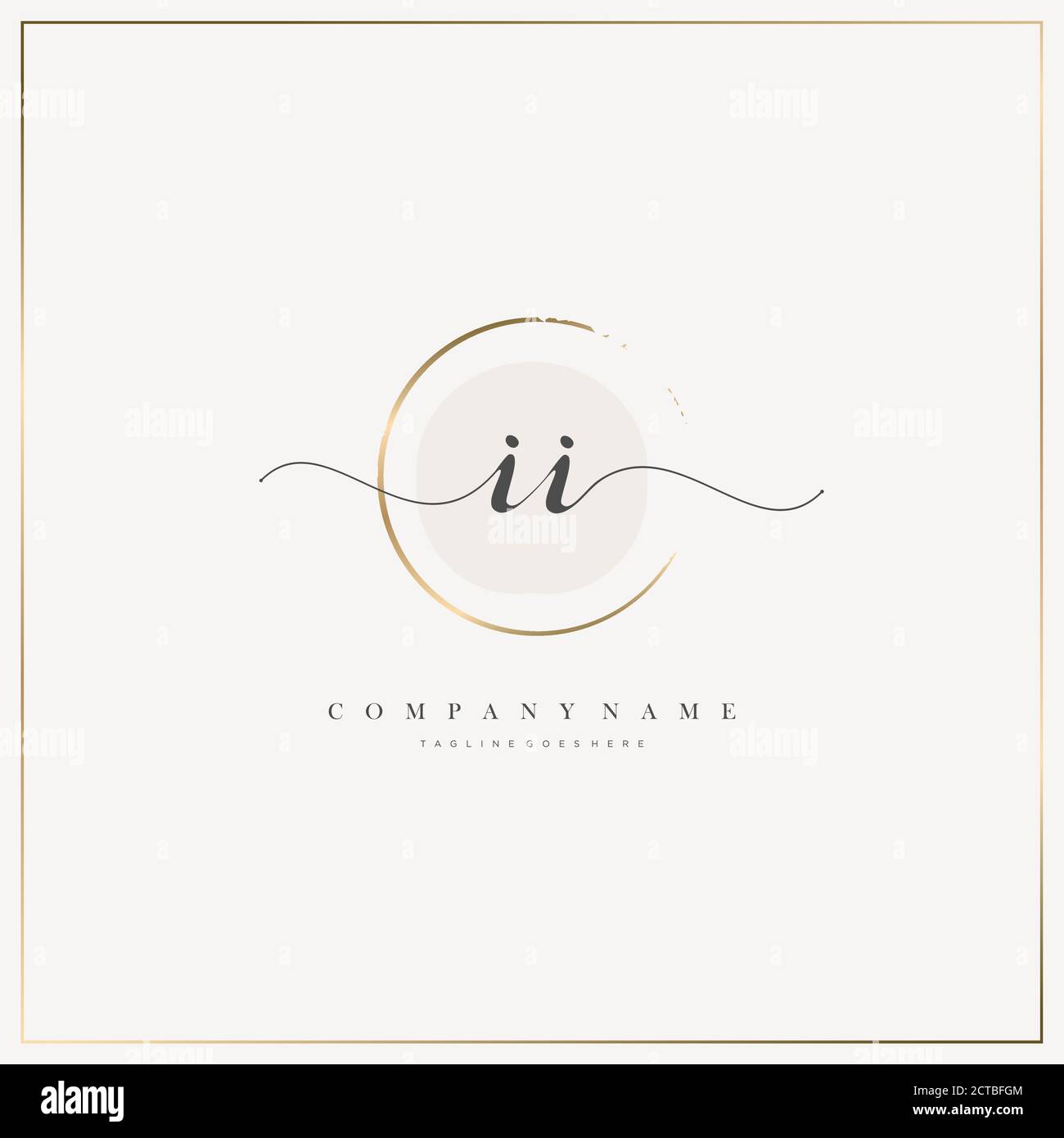 II lettera iniziale logo lettera disegnato a mano modello vettore, logo per la bellezza, cosmetici, matrimoni, moda e business Illustrazione Vettoriale