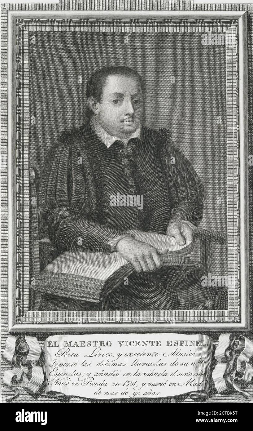 El Maestro Vicente Espinel., fermo immagine, stampe, 1791, Maea, José (1759-1826), Fernández Noseret, Luís (fl. Ca. 1792 Foto Stock