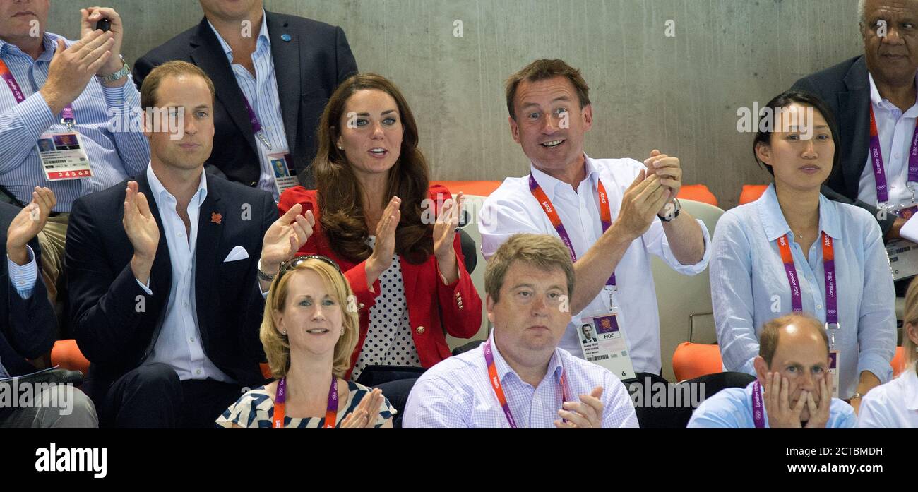 Donna 800m Freestyle Final il principe William e la duchessa di Cambridge cheer su Rebecca Adlington. Londra 2012. IMMAGINE : © MARK PAIN / ALAMY Foto Stock