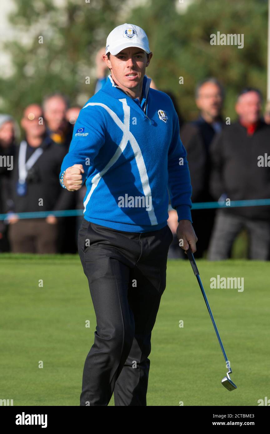 Rory McIlroy e Sergio Garcia la Ryder Cup 2014 Gleneagles, Perthshire. Credito immagine : Mark Pain / Alamy Foto Stock