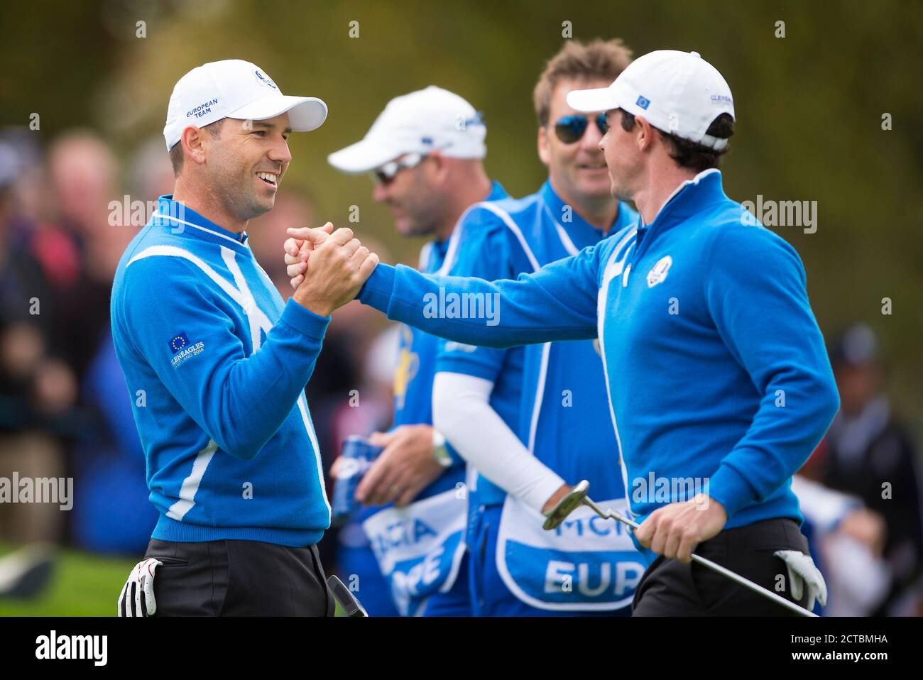 Rory McIlroy e Sergio Garcia la Ryder Cup 2014 Gleneagles, Perthshire. Credito immagine : Mark Pain / Alamy Foto Stock