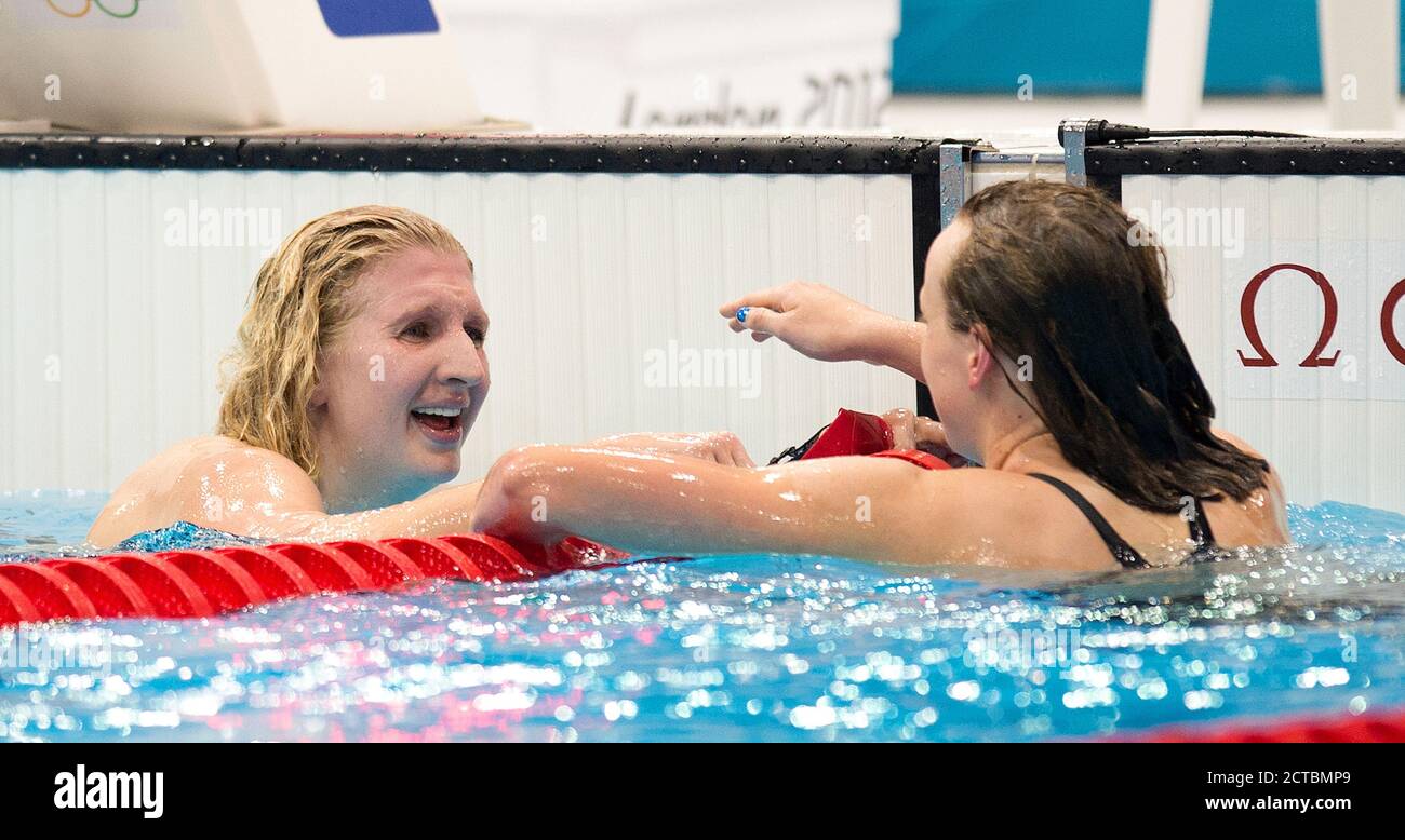 Donna 800m Freestyle Final Rebecca Adlington sulla strada per vincere la medaglia di bronzo. Olimpiadi di Londra 2012. IMMAGINE : © MARK PAIN / ALAMY Foto Stock