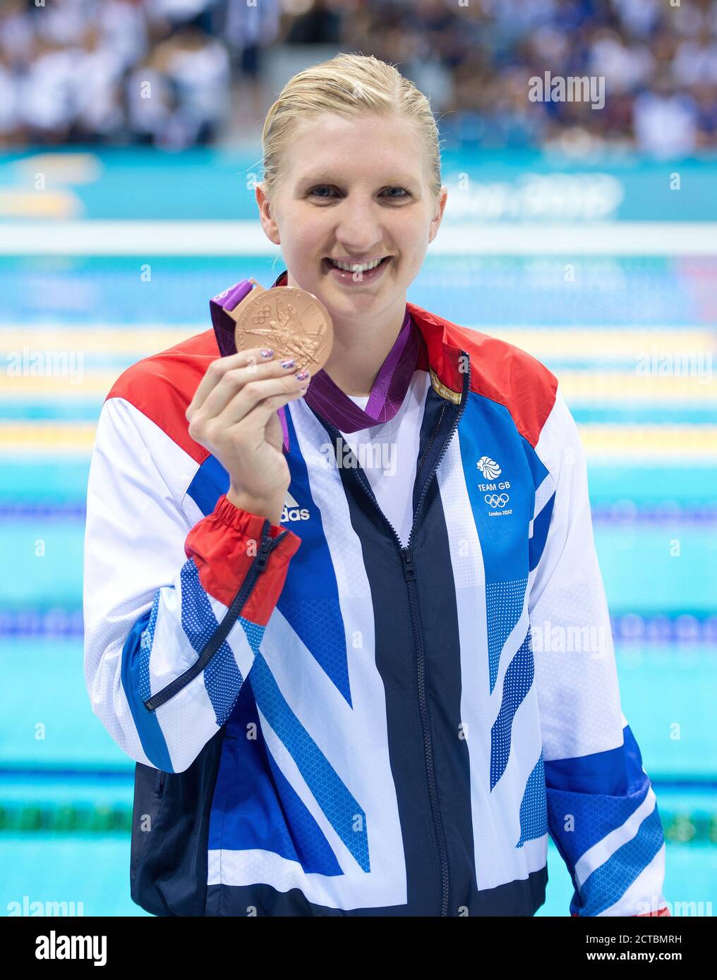 Donna 800m Freestyle Final Rebecca Adlington sulla strada per vincere la medaglia di bronzo. Olimpiadi di Londra 2012. IMMAGINE : © MARK PAIN / ALAMY Foto Stock