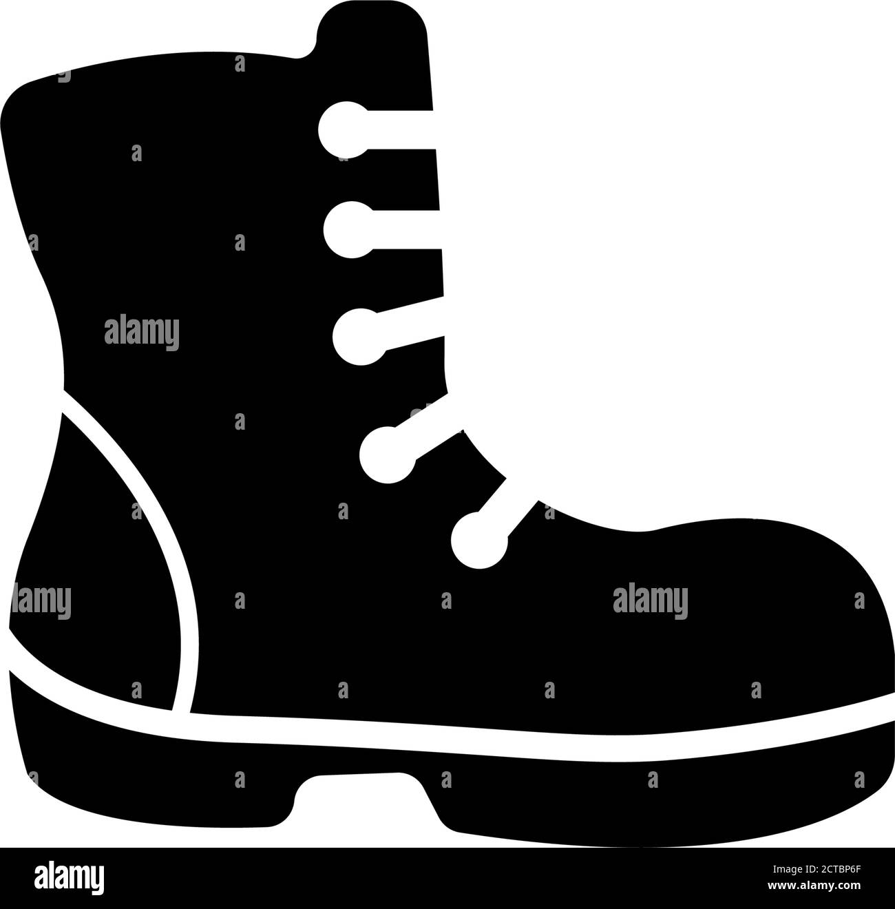 Scarpe militari o Lumberjack, scarpone da trekking. Illustrazione dell'icona Flat Vector. Semplice simbolo nero su sfondo bianco. Scarpe da lavoro militari, stivali da trekking Illustrazione Vettoriale