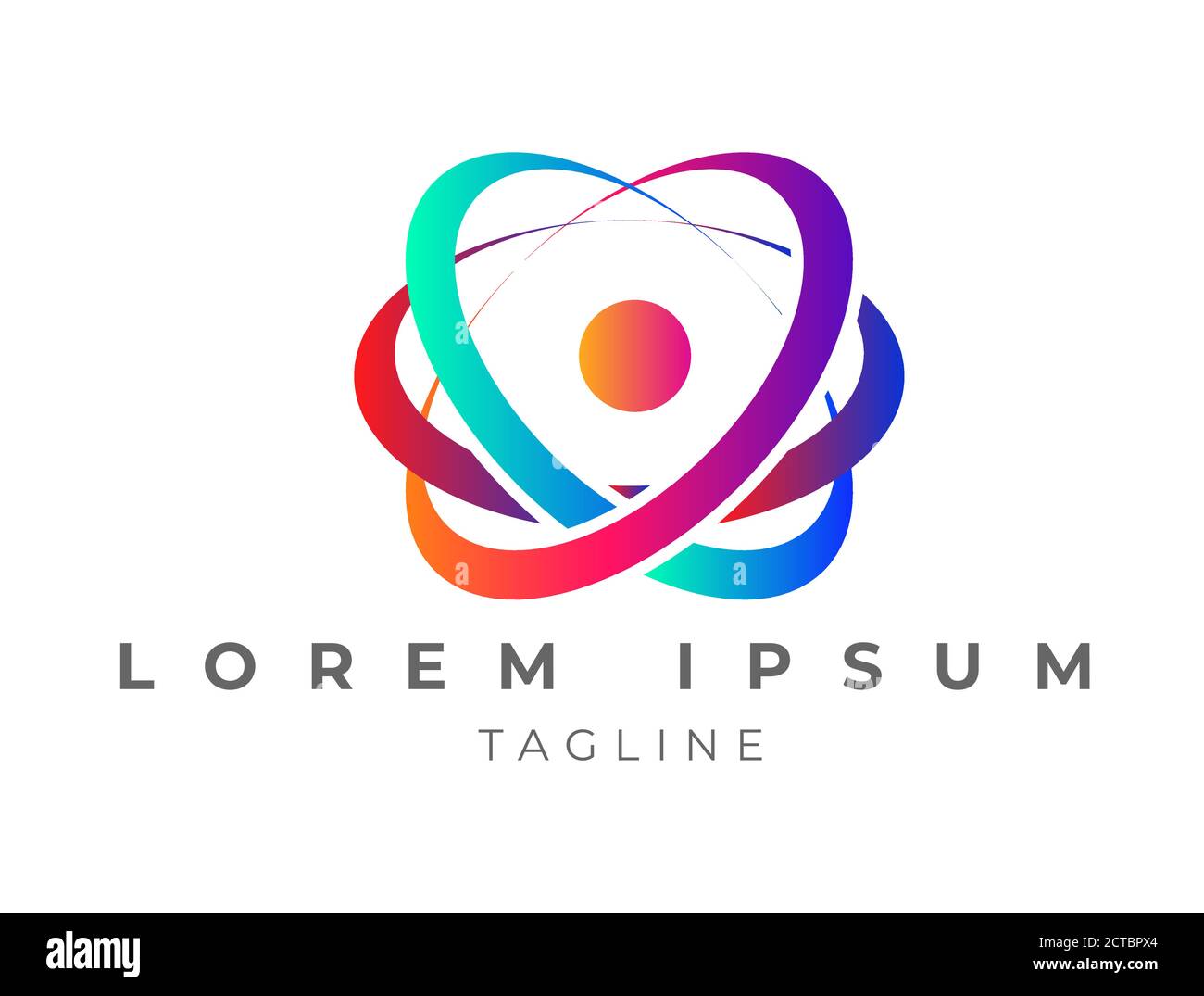 Logo di fisica dinamica con cerchio al centro Illustrazione Vettoriale