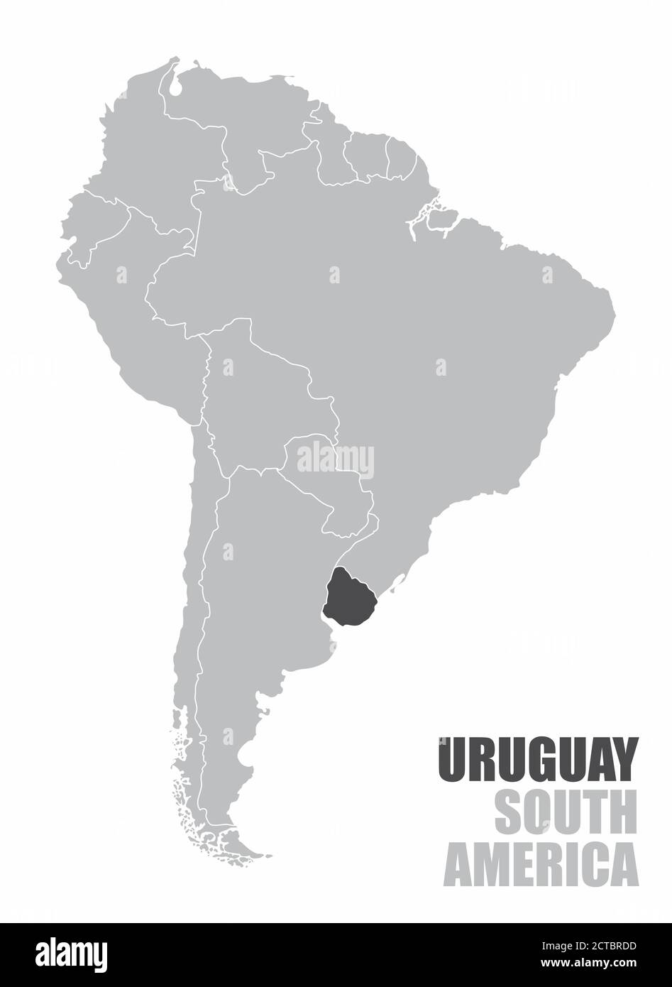 Mappa dell'Uruguay del Sud America Illustrazione Vettoriale