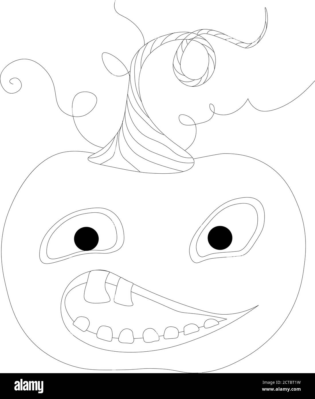 Libro da colorare di Halloween. Zucca divertente su sfondo bianco. Colorazione per bambini. Illustrazione Vettoriale