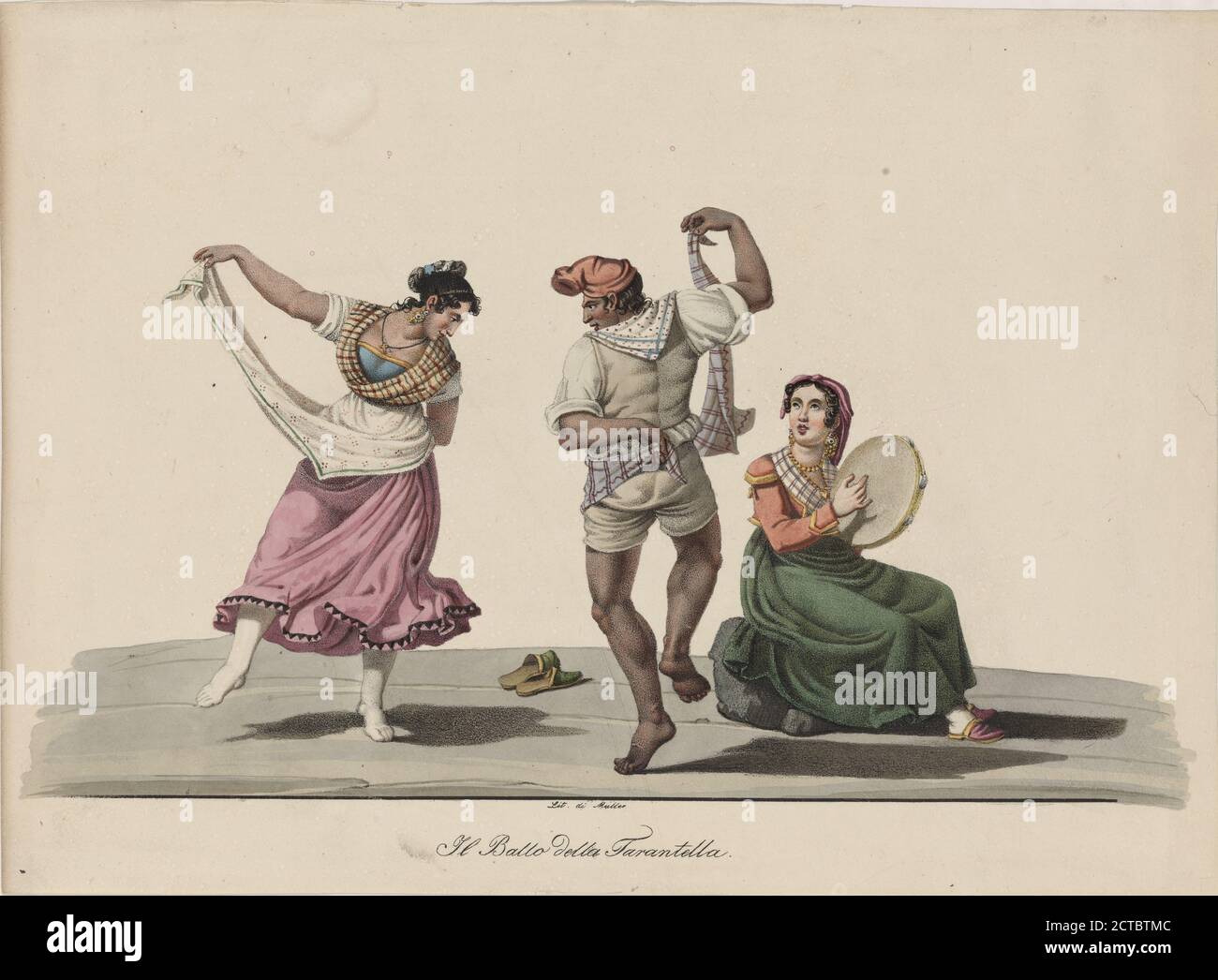 Il ballo della tarantella, fermo immagine, stampe, 1840 - 1849 Foto Stock