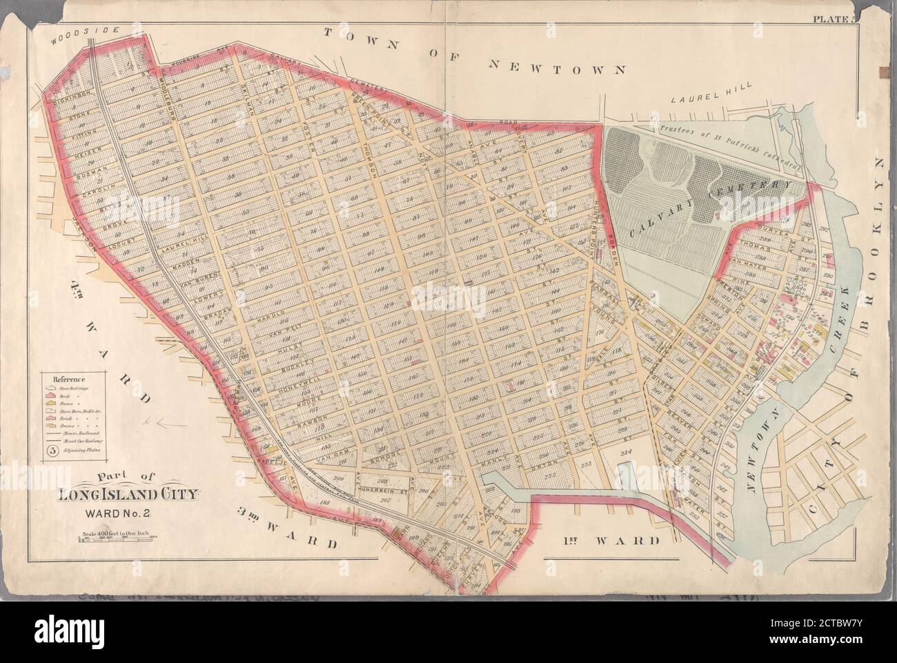 Piatto 5: Delimitato da Dickinson Street, Woodside Avenue, Calvario Cemetery Road, Borden Avenue, Greenpoint Avenue, (Calvario Cemetery) Bradley Avenue, Review Avenue, Bradley Avenue, Orton Street, Nott Avenue e Jackson Avenue., immagine, Mappe, 1891, Wolverton, Chester Foto Stock