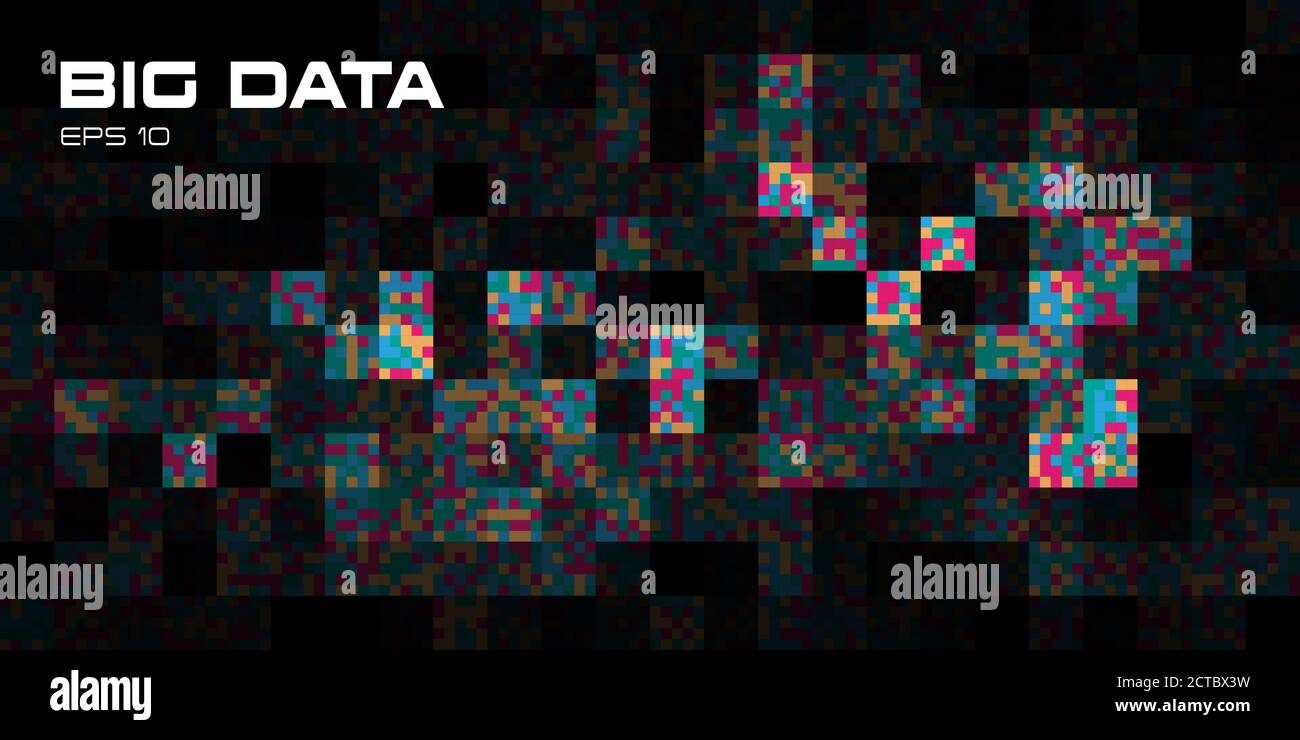 Visualizzazione dei big data. Sfondo astratto di parti rettangolari multicolore con copy space.futuristic, scienza, tecnologia tema. Vettore Illustrazione Vettoriale