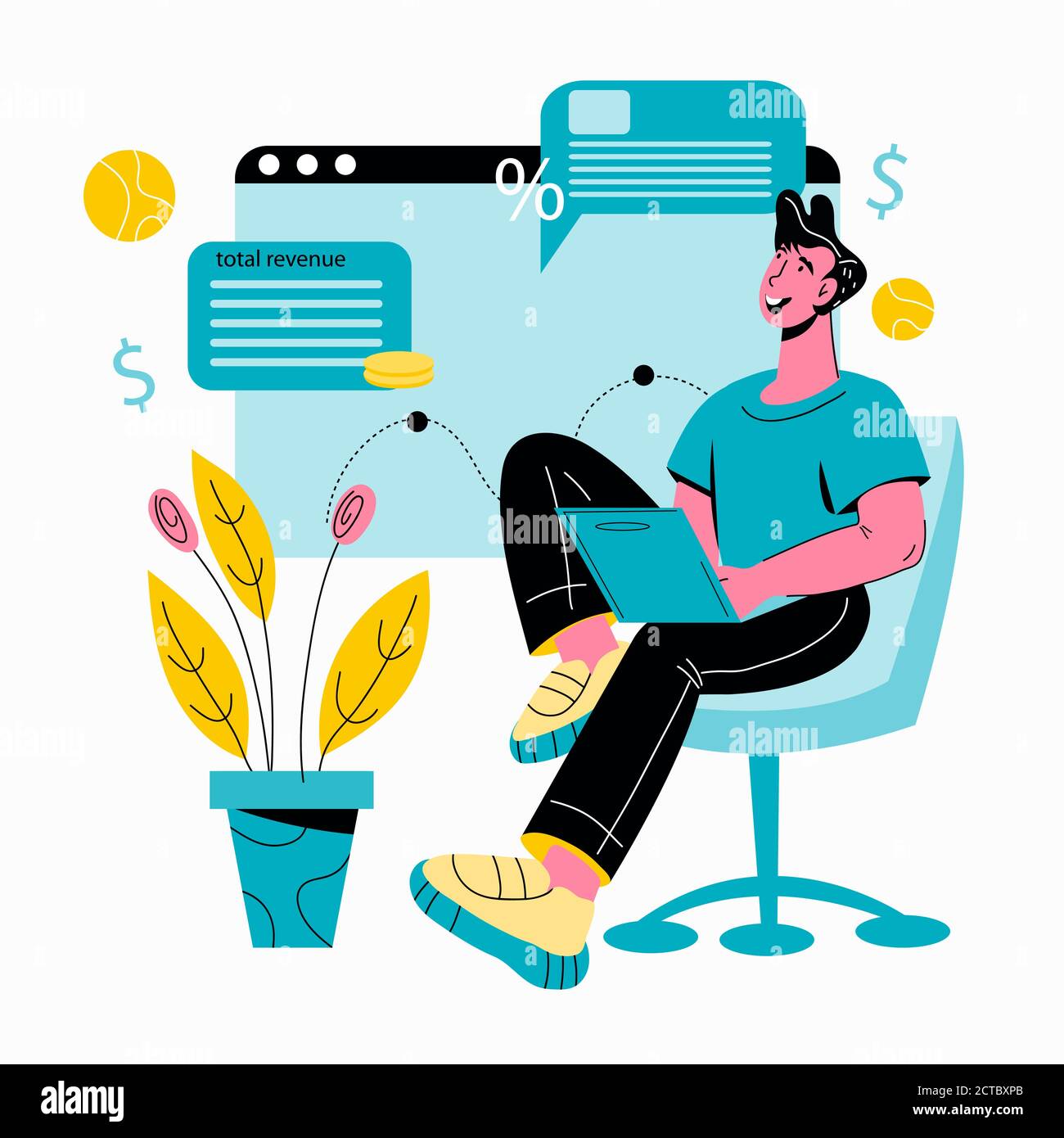 Immagine vettoriale del ROI e del concetto di fatturato del ritorno sugli investimenti Illustrazione Vettoriale