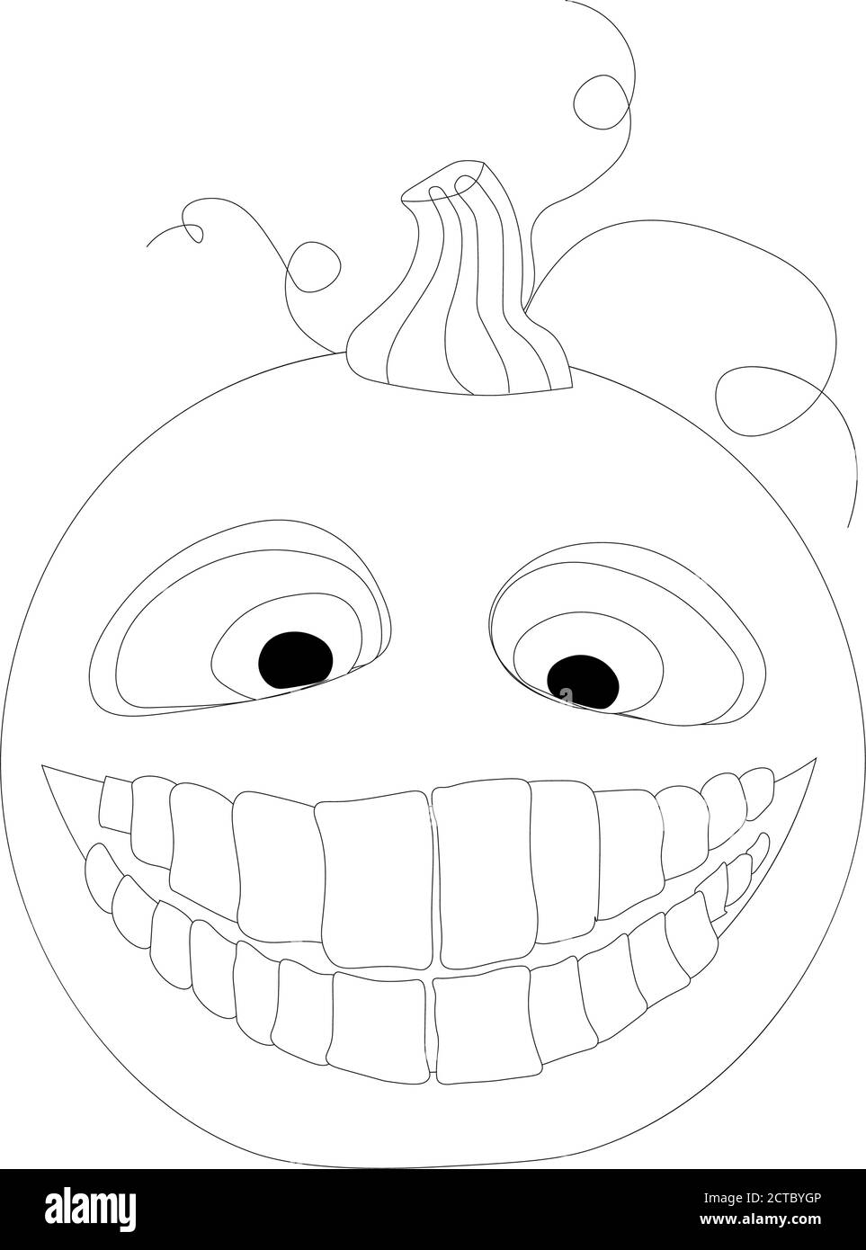 Libro da colorare di Halloween. Zucca divertente su sfondo bianco. Colorazione per bambini. Illustrazione Vettoriale