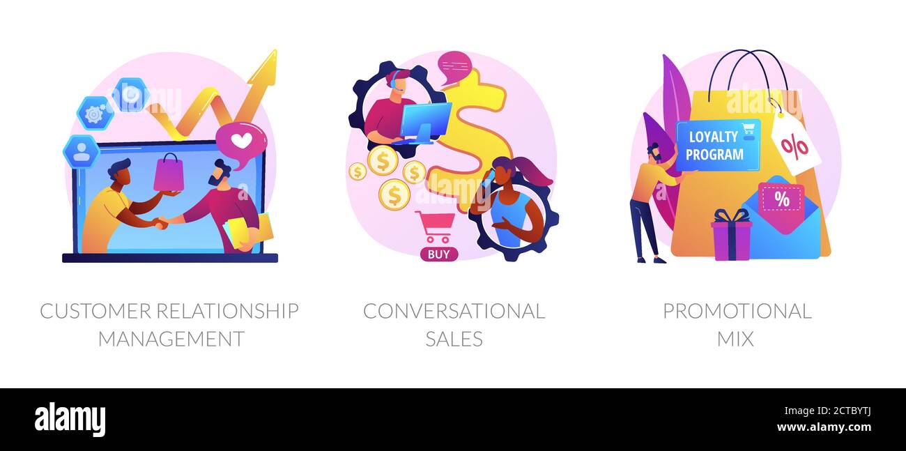 Tecniche di vendita metafore vettoriali di concetto Illustrazione Vettoriale