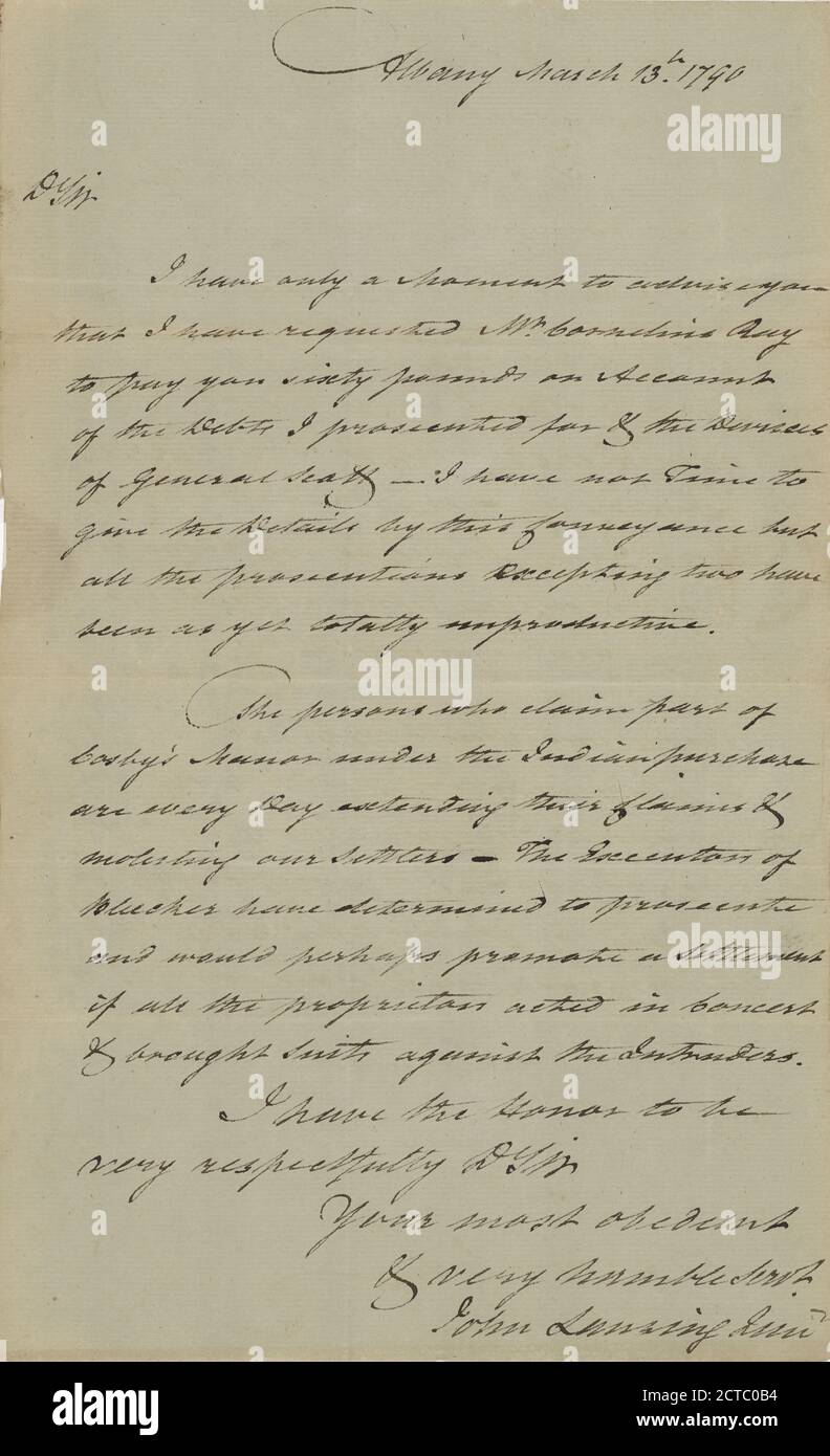 1790 marzo 13, testo, corrispondenza, 1790 Foto Stock