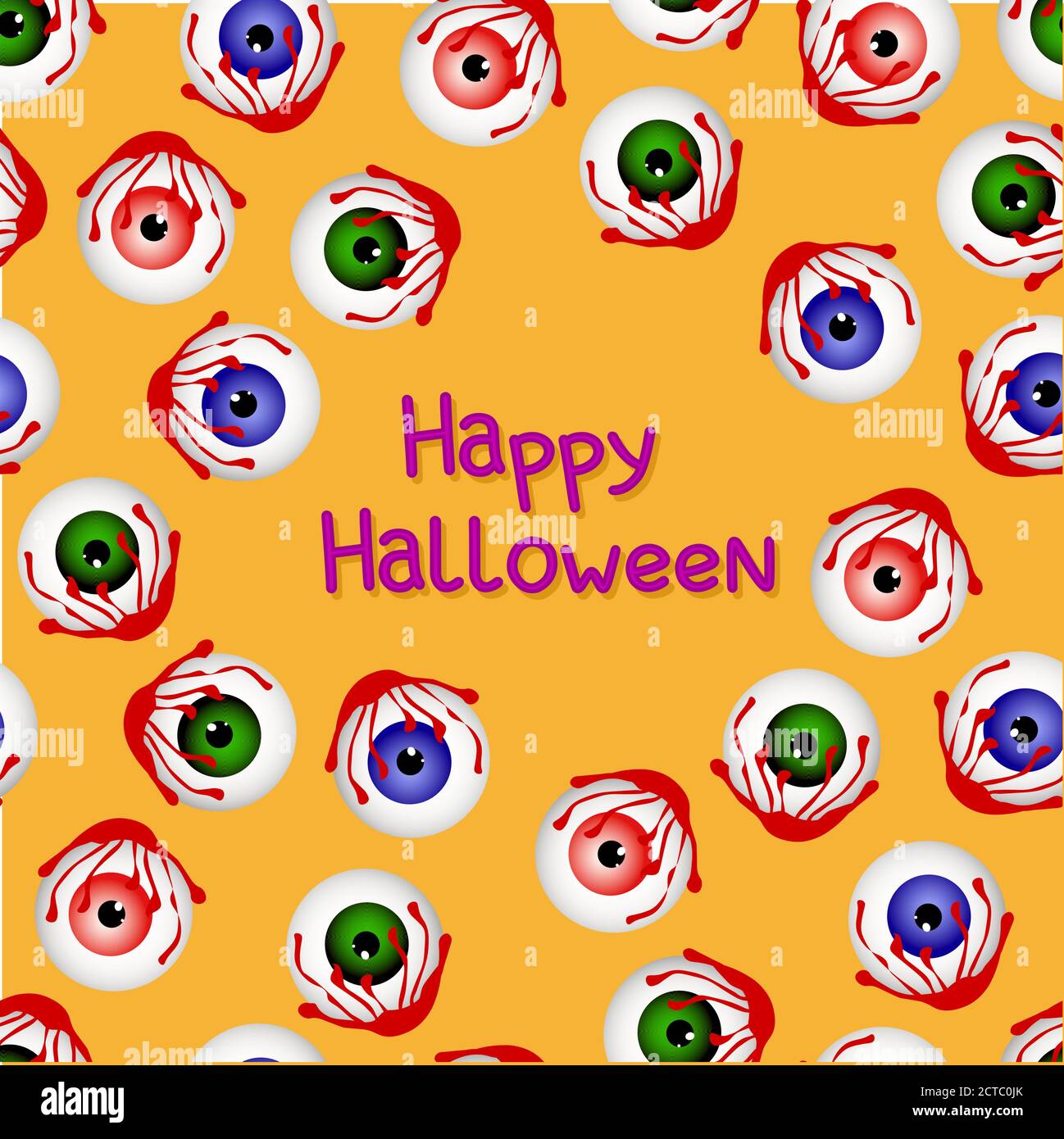 Biglietto d'auguri di Halloween. Illustrazione del bulbo oculare. Felice Halloween Illustrazione Vettoriale