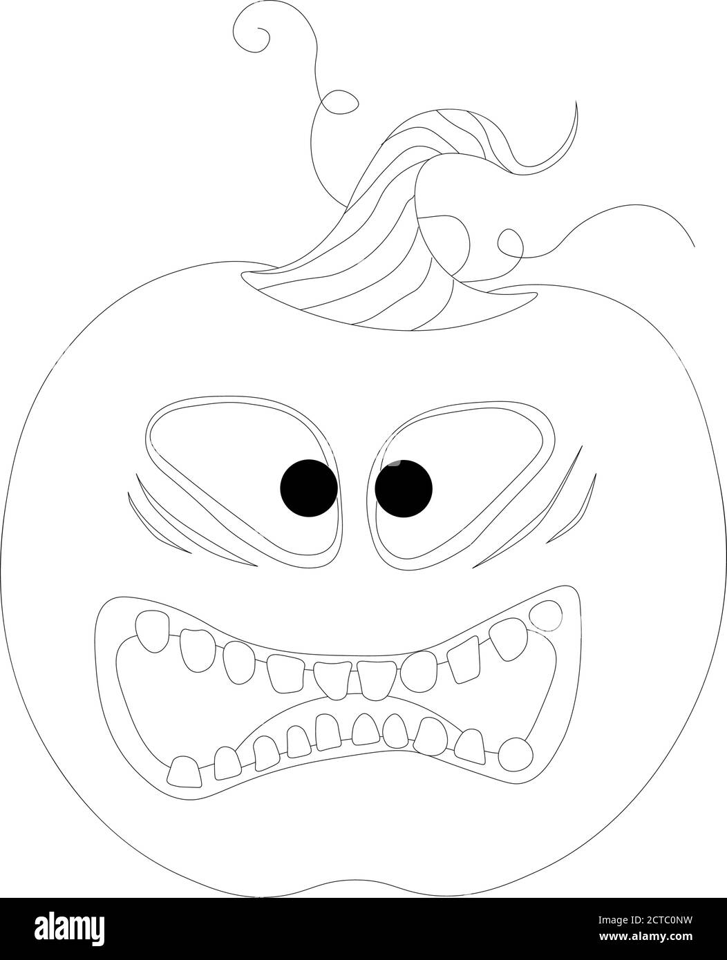 Libro da colorare di Halloween. Zucca divertente su sfondo bianco. Colorazione per bambini. Illustrazione Vettoriale