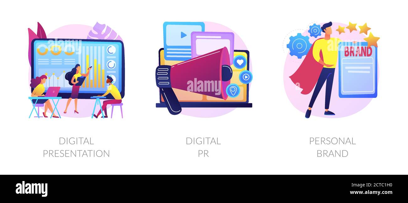 Metafore di concetto vettoriale di comunicazione digitale. Illustrazione Vettoriale