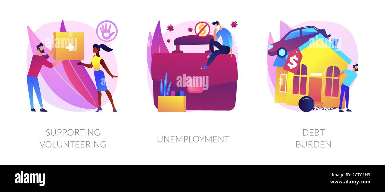 Illustrazioni vettoriali astratte di concetto di impatto socioeconomico dell'epidemia. Illustrazione Vettoriale