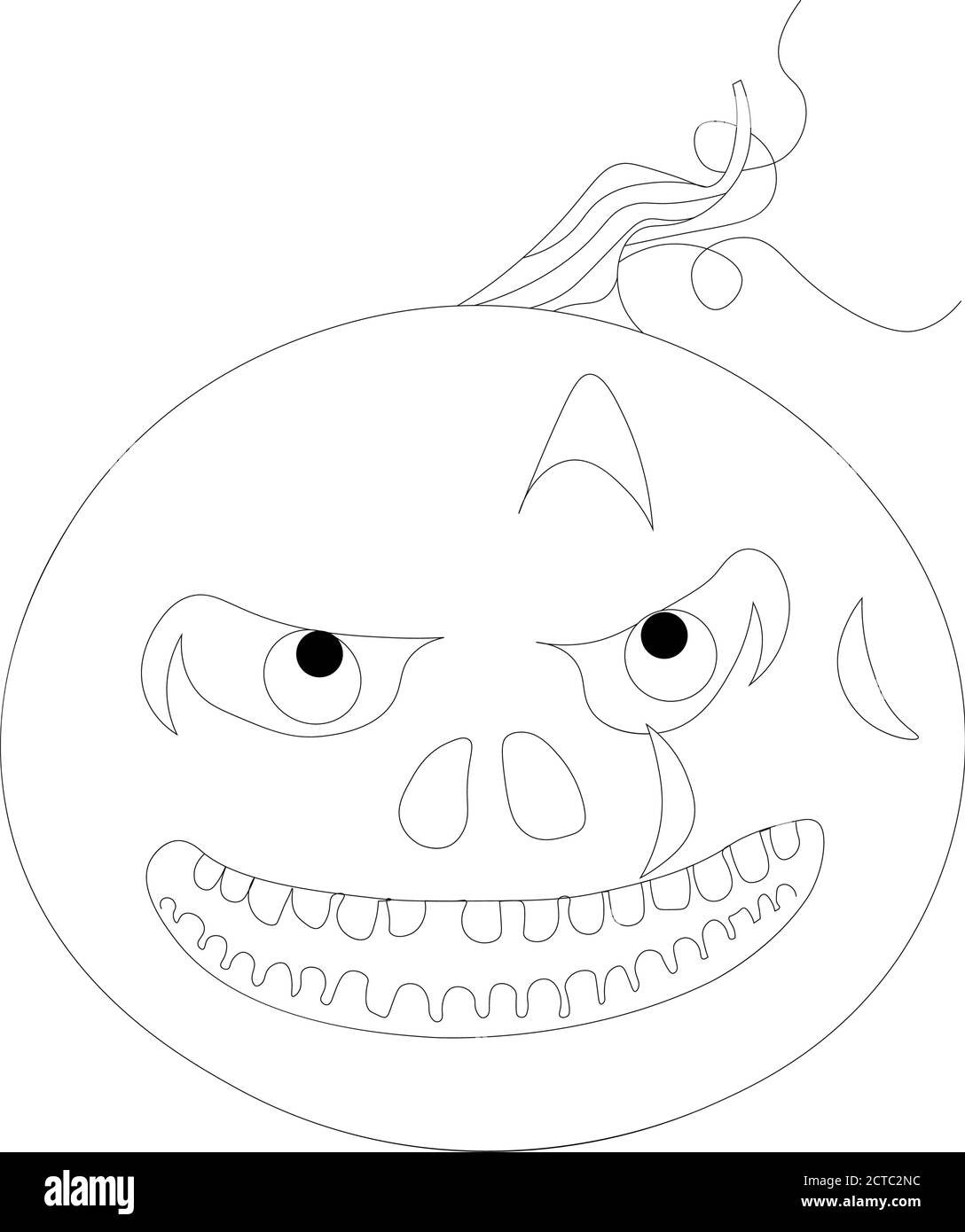 Libro da colorare di Halloween. Zucca divertente su sfondo bianco. Colorazione per bambini. Illustrazione Vettoriale