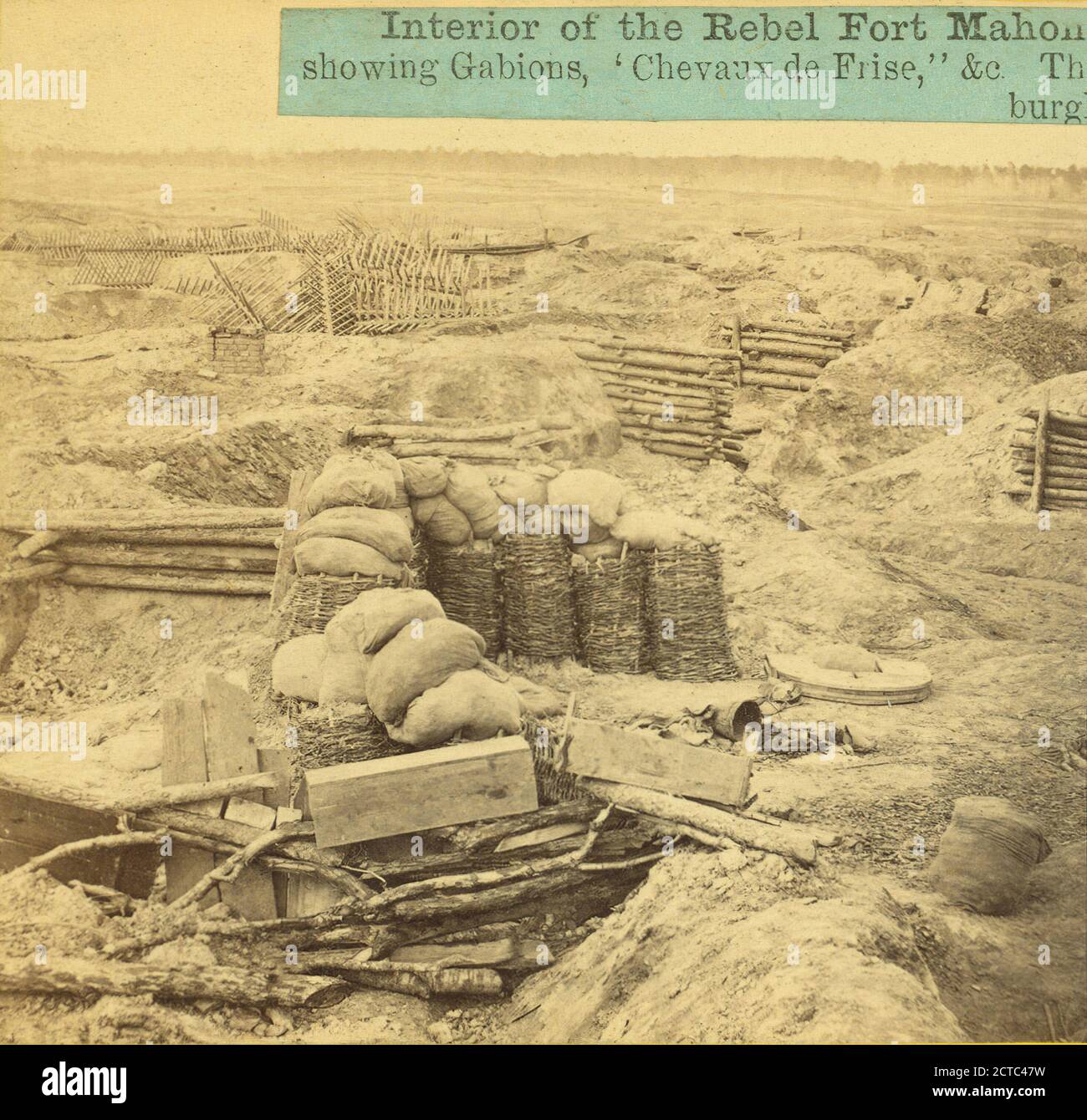 Interno del Rebel Fort Mahone, chiamato dai soldati 'Fort Damnation,'...., E. & H.T. Anthony (azienda), 1861, Stati Uniti Foto Stock