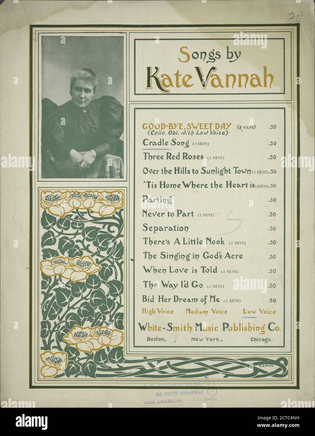 Cradle song, notated music, Scores, 1893 - 1893, Rexford, Eben E. (Eben Eugene) (1848-1916), Vannah, Kate (1855-1933 Foto Stock