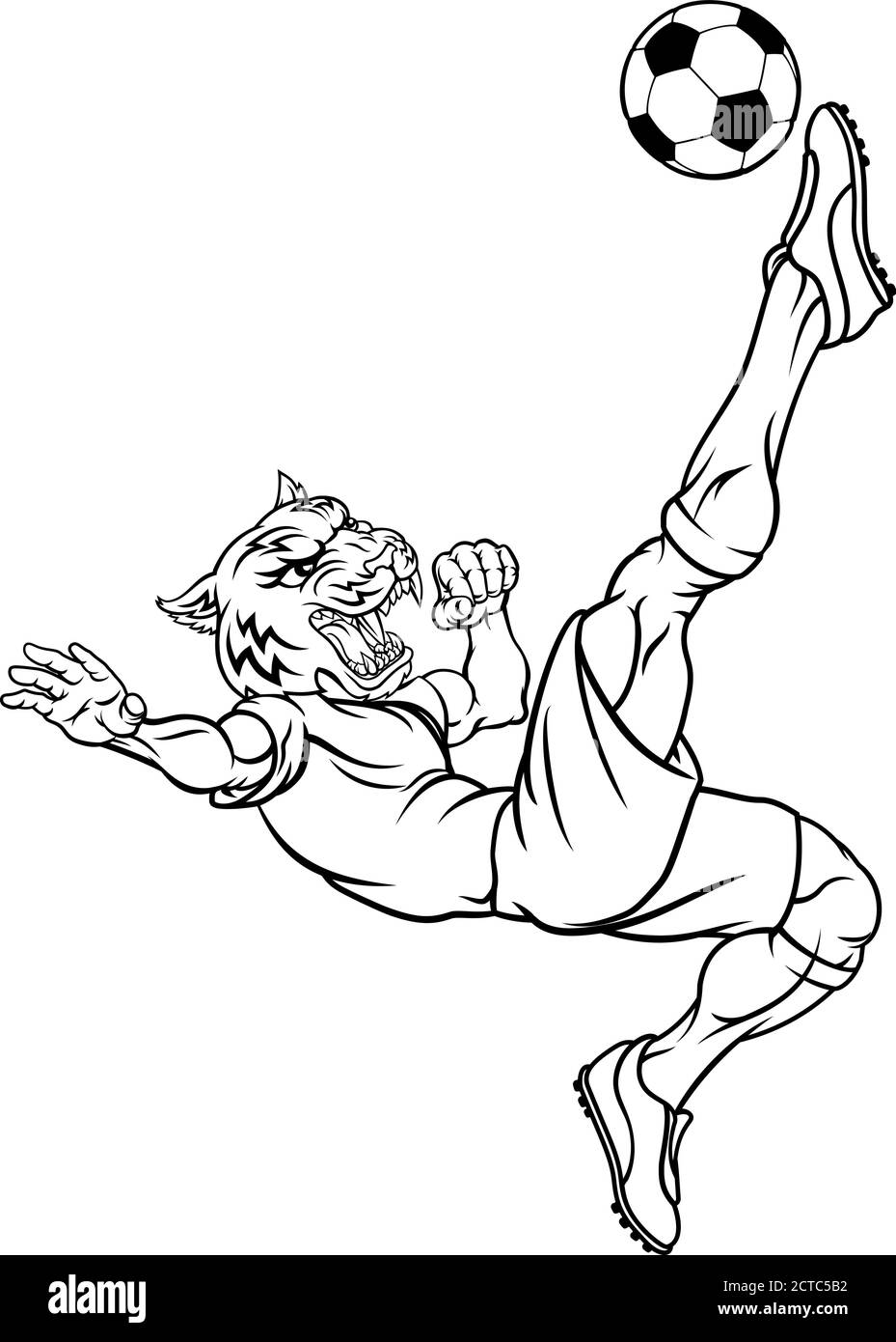 Tiger Soccer Football Player animale mascotte sportive Illustrazione Vettoriale Tiger Soccer Football Player animale mascotte sportive Illustrazione Vettoriale