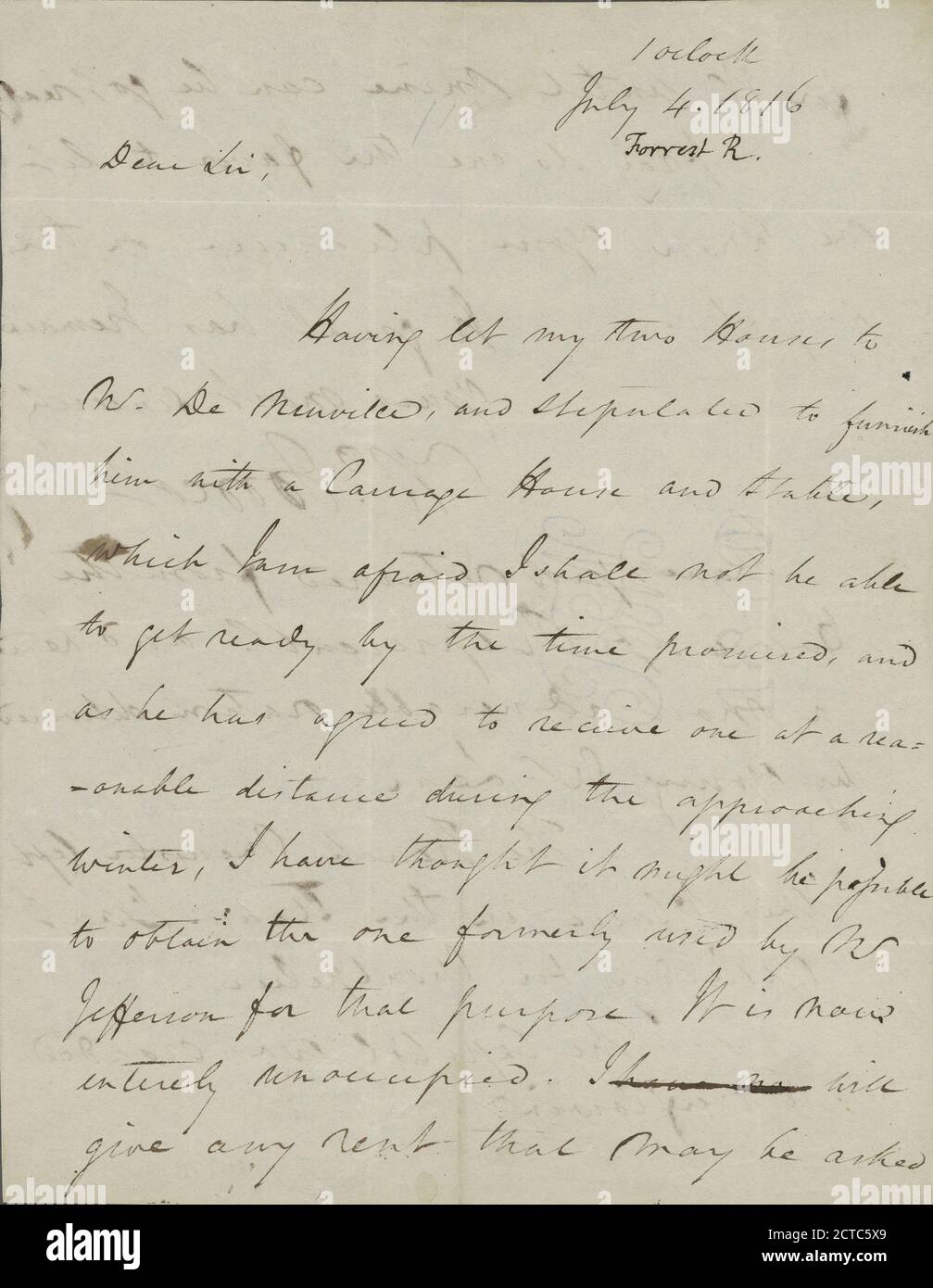 Lettera di Richard Forrest, testo, corrispondenza, 1816, Forrest, Richard Foto Stock