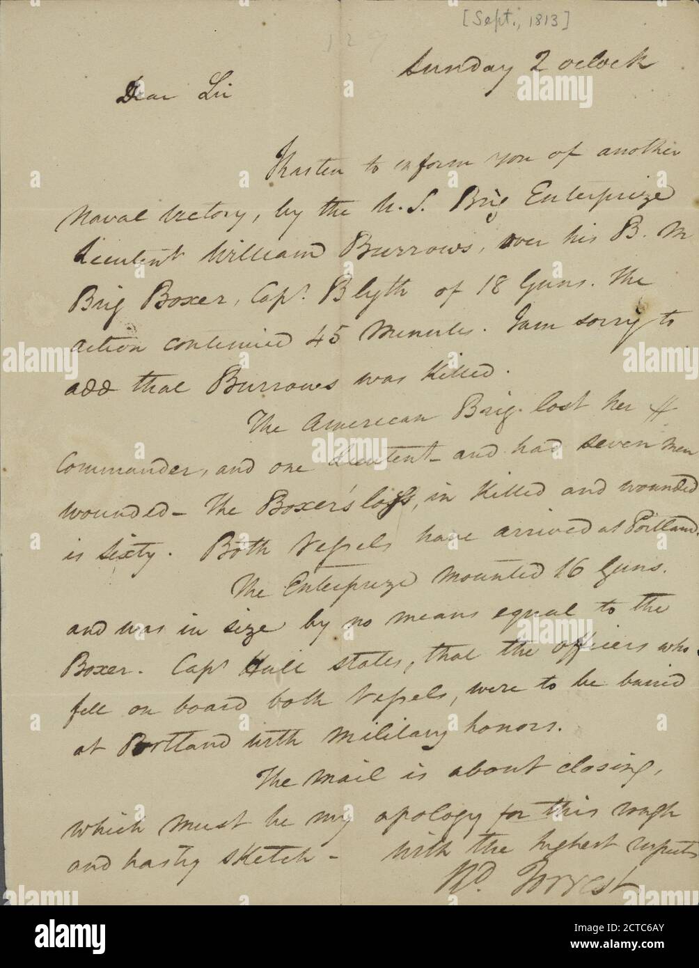 Lettera di Richard Forrest, testo, corrispondenza, 1813, Forrest, Richard Foto Stock
