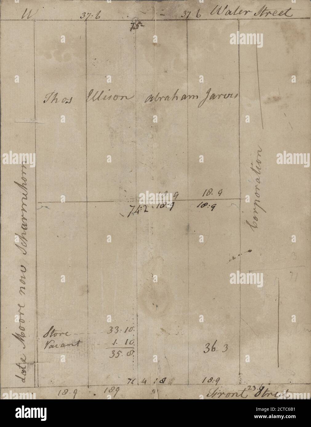 Water and Front Streets, Peck Slip, cartografia, Mappe, 1812 - 1813 Foto Stock