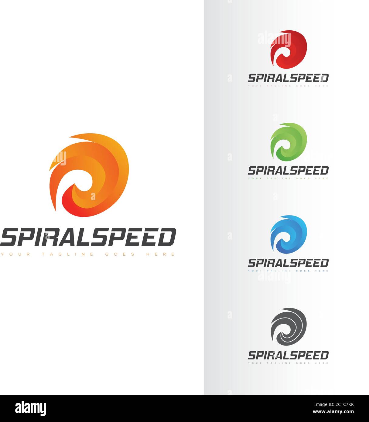Logo a spirale astratto elegante audace veloce potere ciclonico rotante disegnato a mano Illustrazione Vettoriale