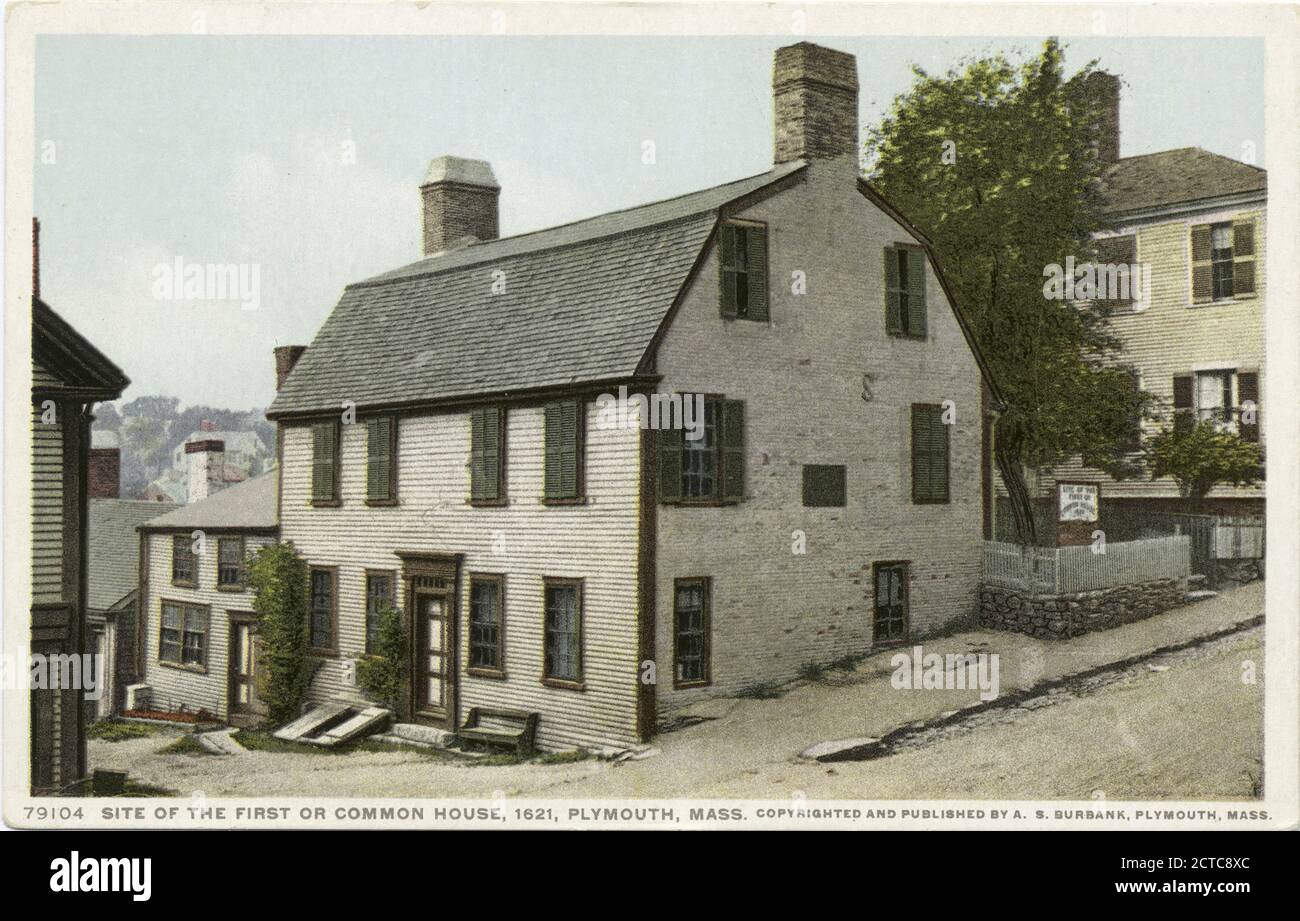 Sito della prima o Casa comune, 1621, Plymouth, Mass., immagine fissa, Cartoline, 1898 - 1931 Foto Stock
