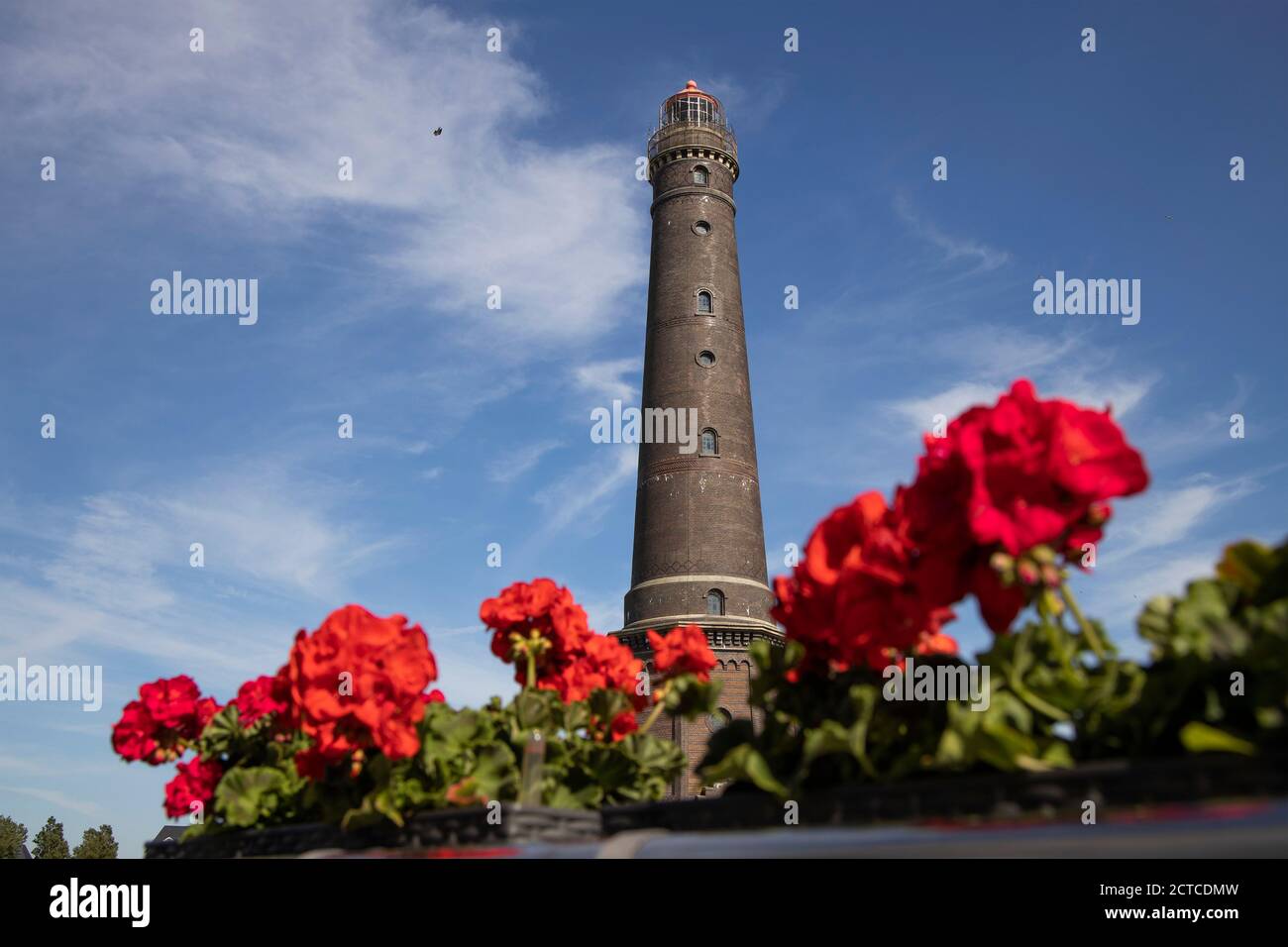 Nuovo faro dell'isola di Borkum, Isola Frisone Est, bassa Sassonia, Germania, Europa, Foto Stock