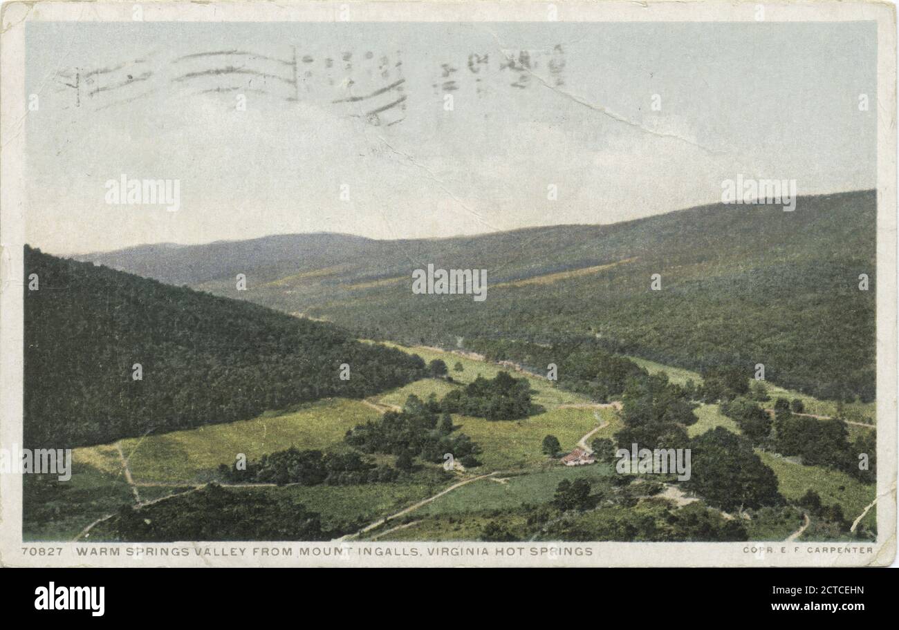 Warm Springs Valley da Mt. Ingalls, Va. Hot Springs, Va., fermo immagine, Cartoline, 1898 - 1931 Foto Stock