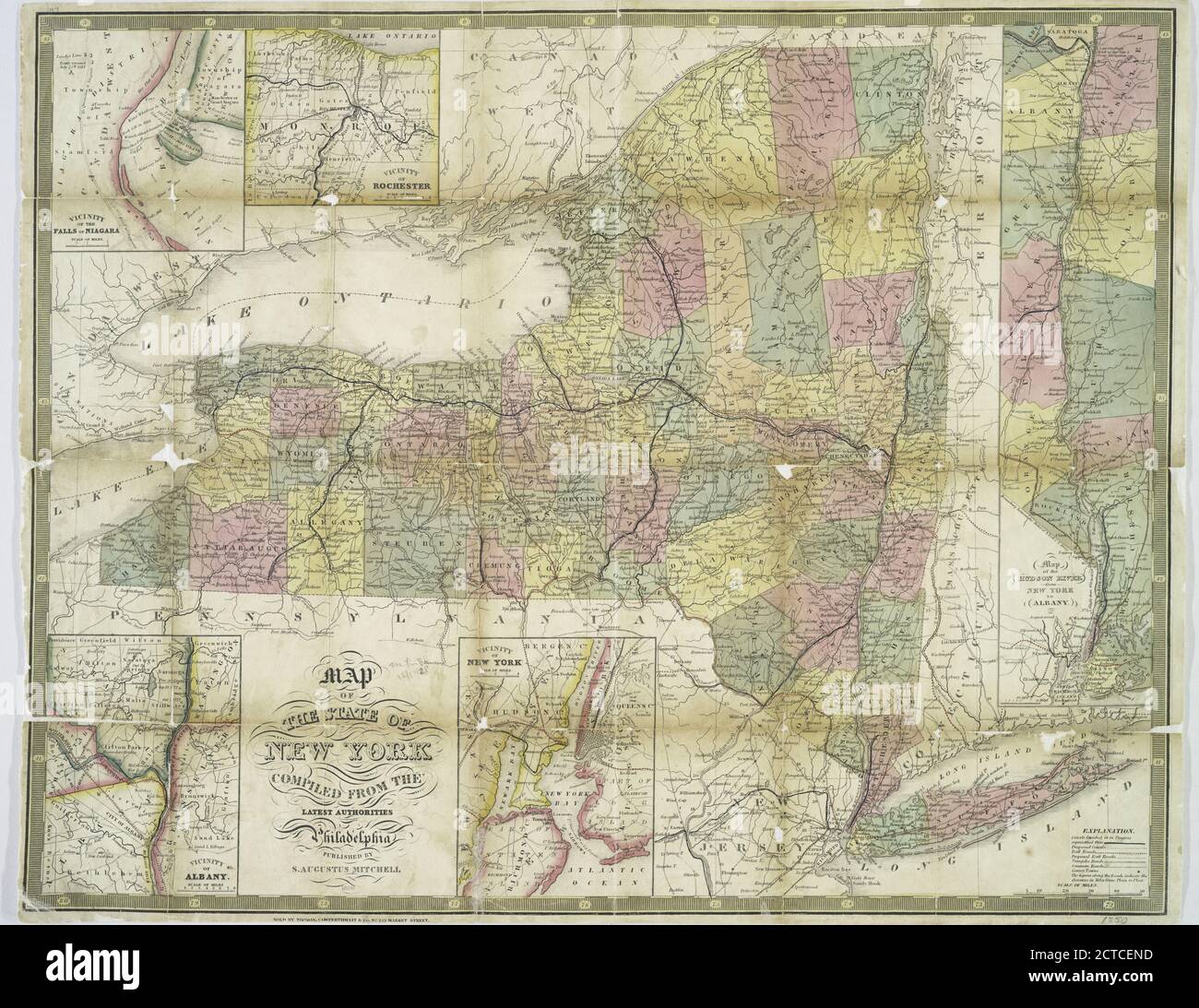 Mappa dello stato di New York : compilata dalle ultime autorità., cartografica, Mappe, 1850 Foto Stock