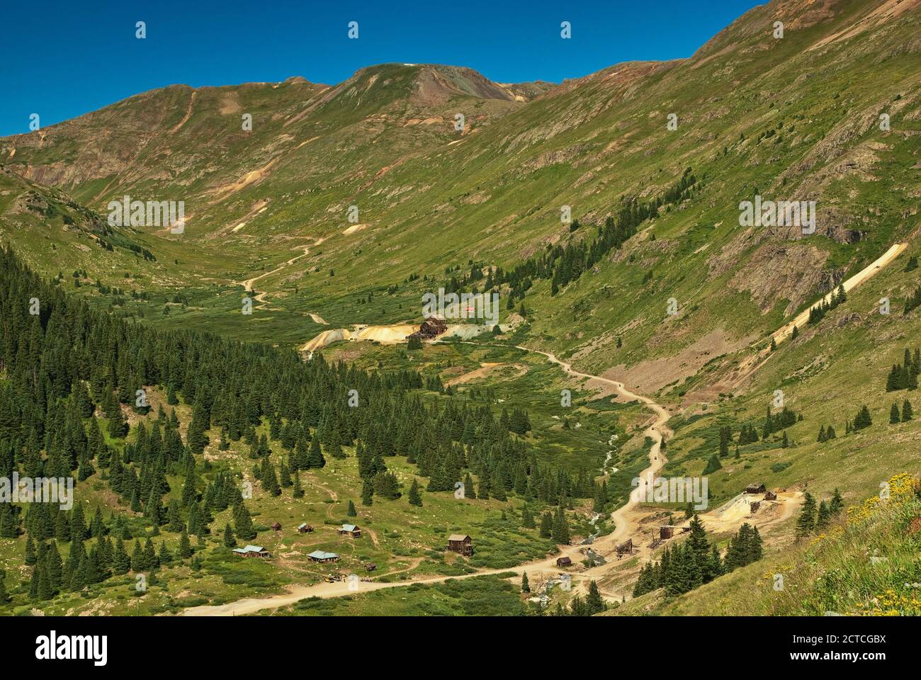 Animas Forks visto da Alpine Loop, San Juan Mountains, Colorado, Stati Uniti Foto Stock