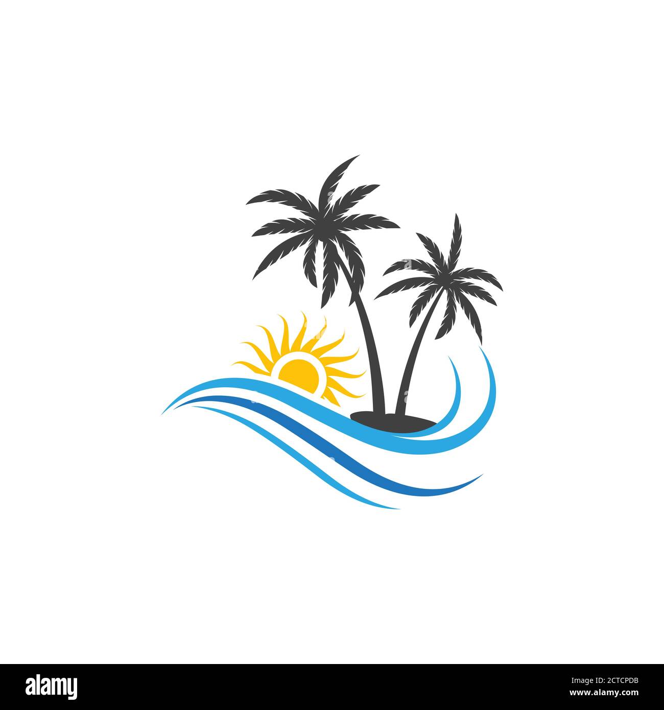 Palm tree estate modello logo illustrazione vettoriale Illustrazione Vettoriale