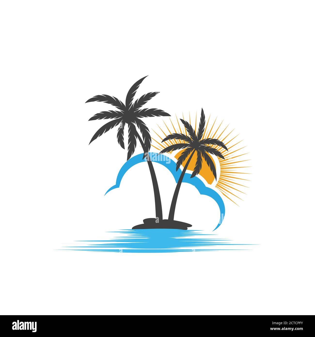 Palm tree estate modello logo illustrazione vettoriale Illustrazione Vettoriale