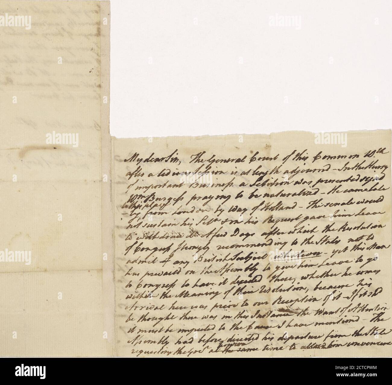 Lettera ad Arthur Lee, testo, corrispondenza, 1782 Foto Stock