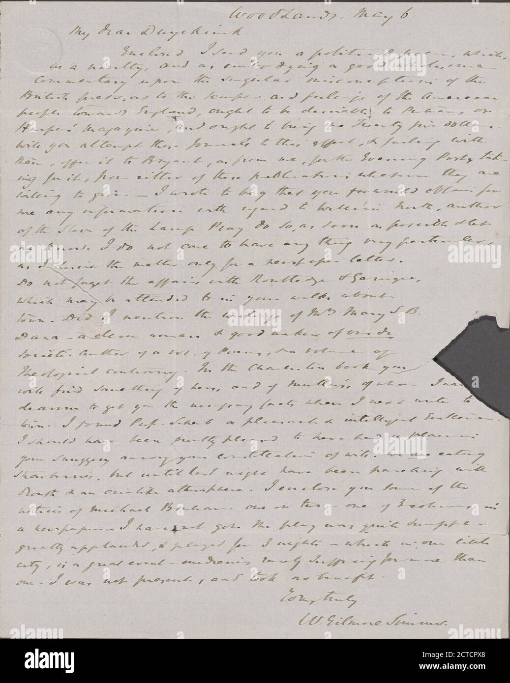 Lettere, testo, corrispondenza, 1844 - 1870, Simms, William Gilmore, 1806-1870 Foto Stock