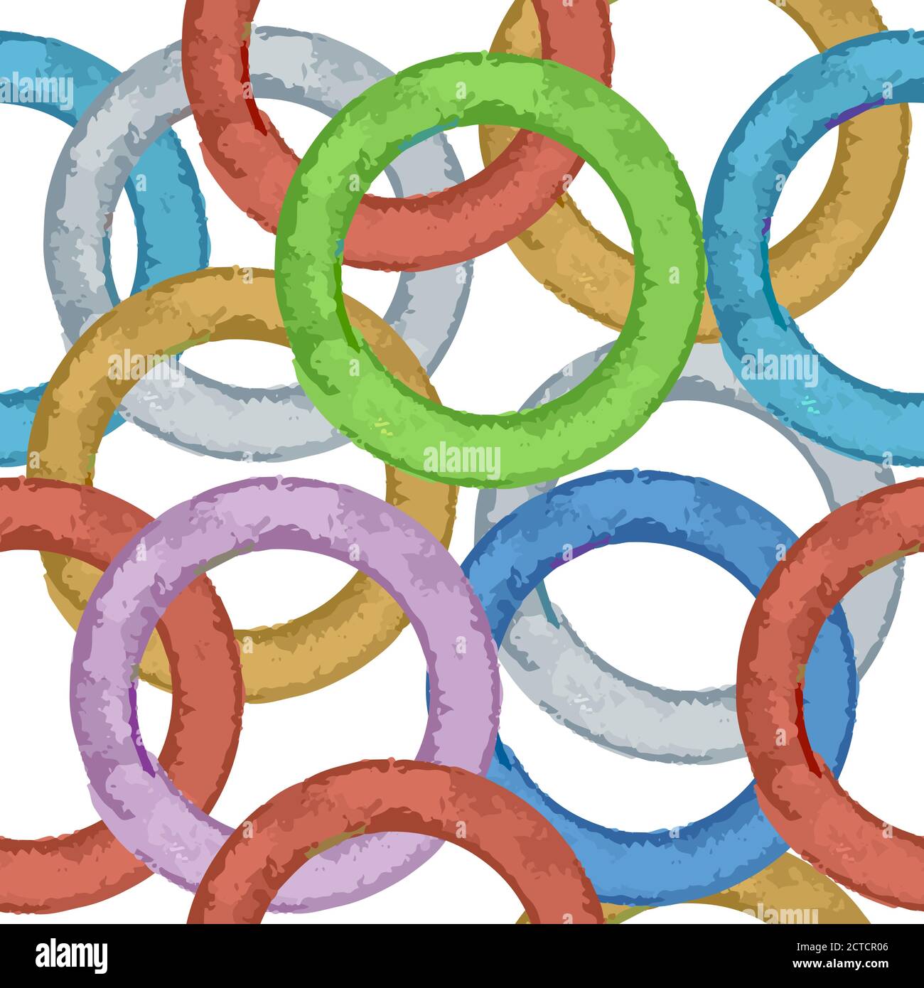 Motivo astratto senza cuciture con colorati anelli di colore ad acqua incrociati Illustrazione Vettoriale