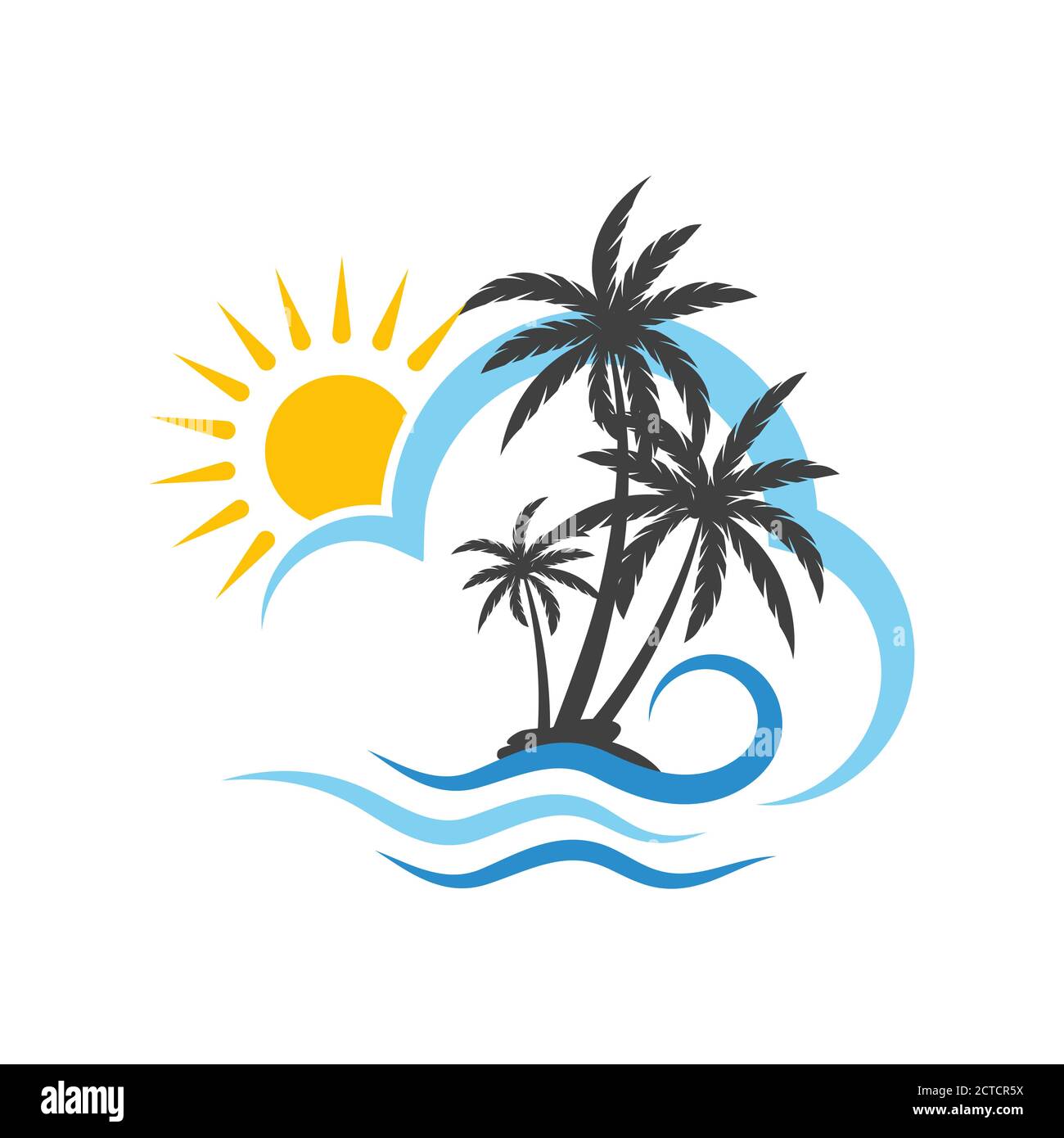 Palm tree estate modello logo illustrazione vettoriale Illustrazione Vettoriale