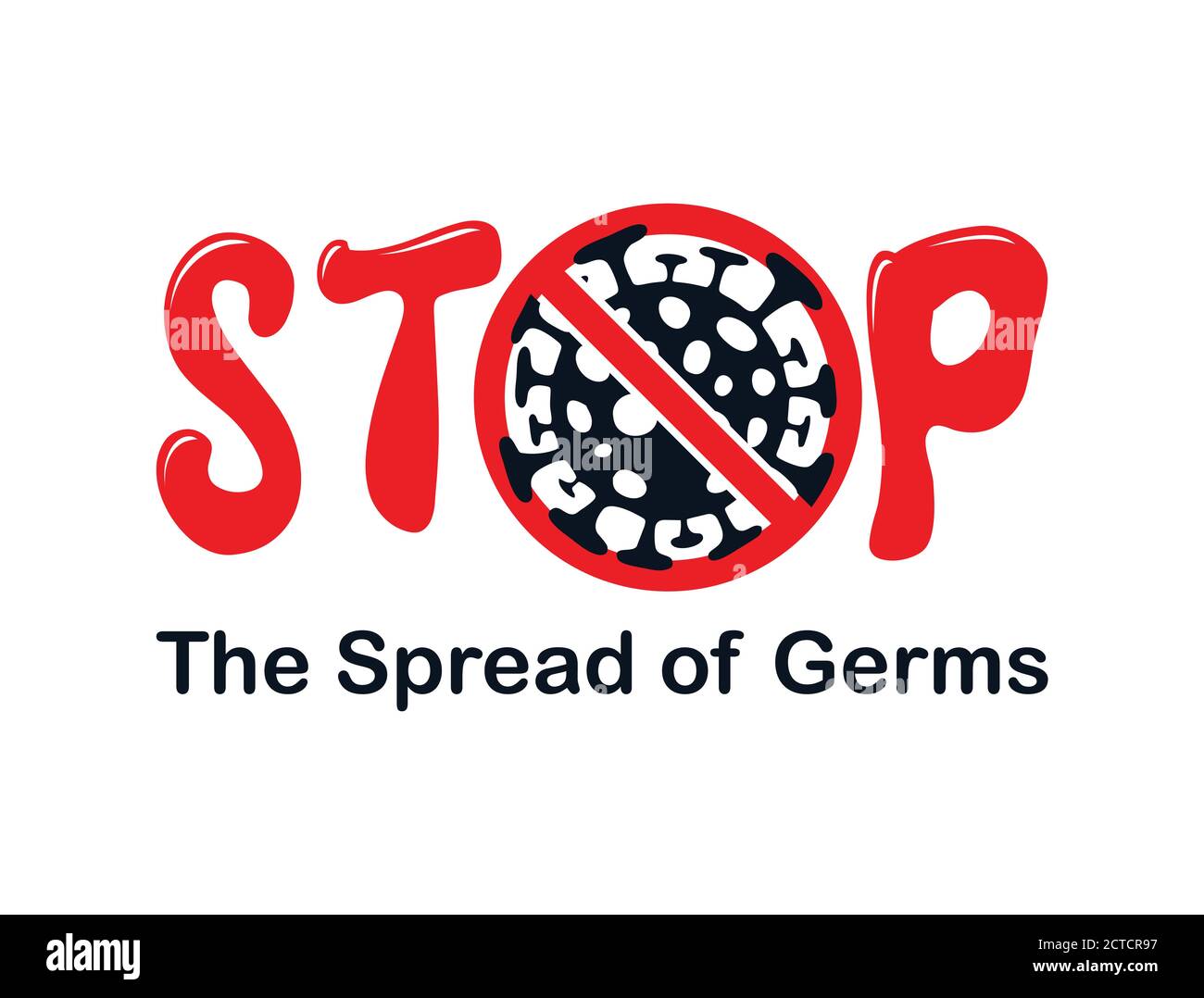 Un segno di arresto della diffusione di germi per il coronavirus o covid-19 segno di prevenzione in formato vettoriale Illustrazione Vettoriale