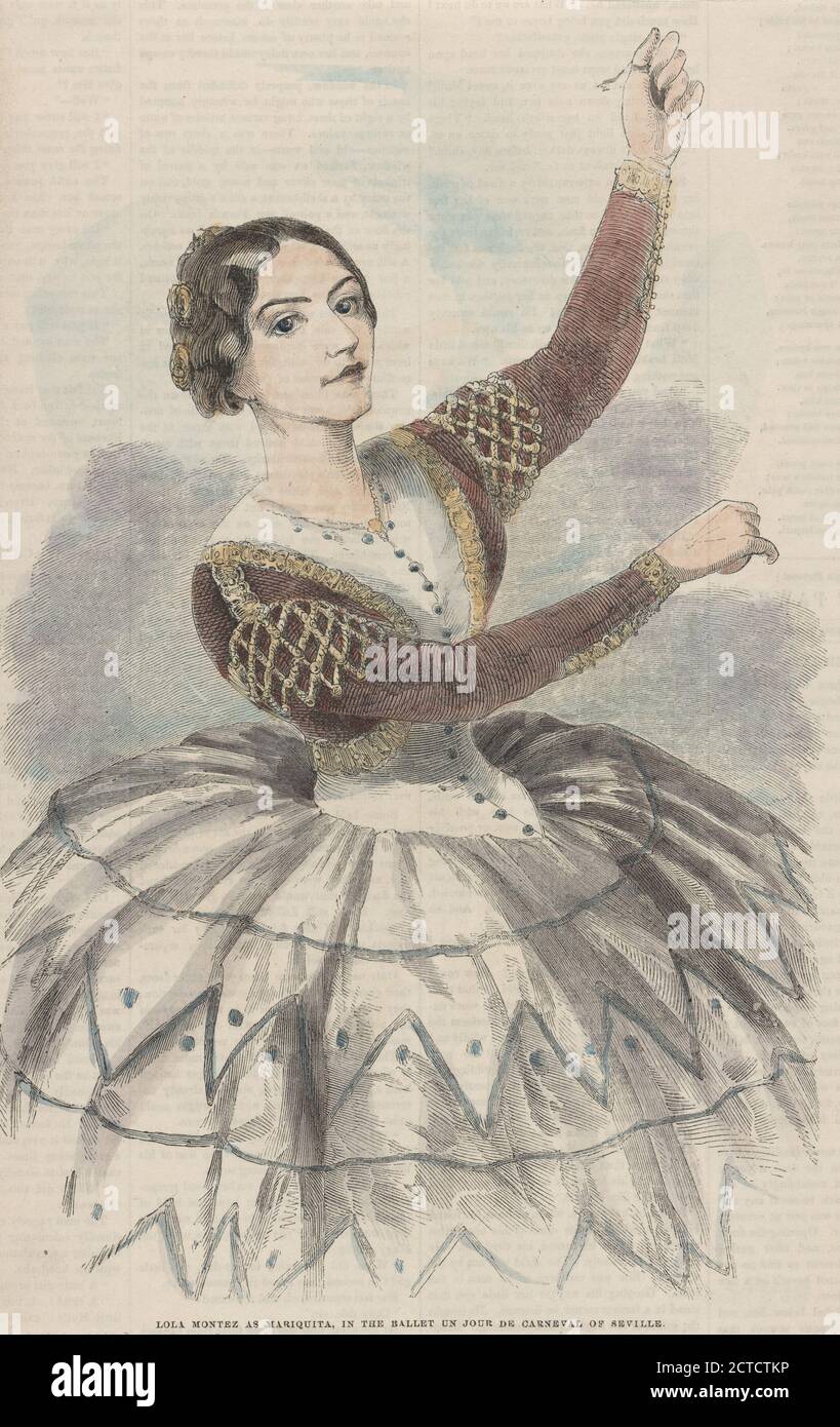 Lola Montez come Mariquita, nel balletto un jour de carneval di Siviglia., fermo immagine, stampe, 1852 Foto Stock