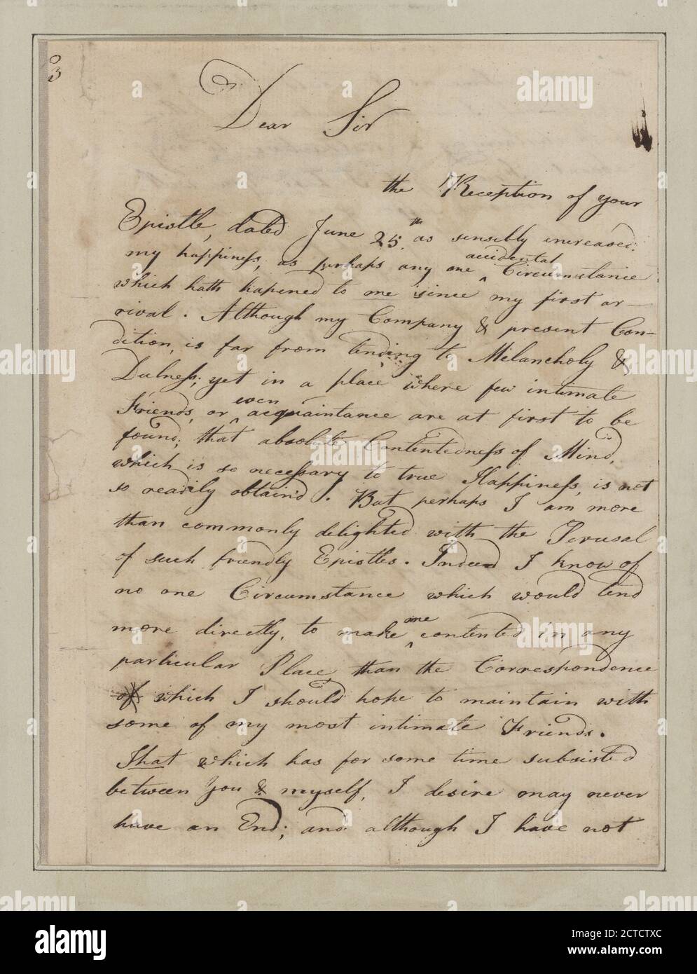 Lettera a Nathan Hale, Yale College New Haven, testo, documenti, 1773, Tallmadge, Benjamin Foto Stock