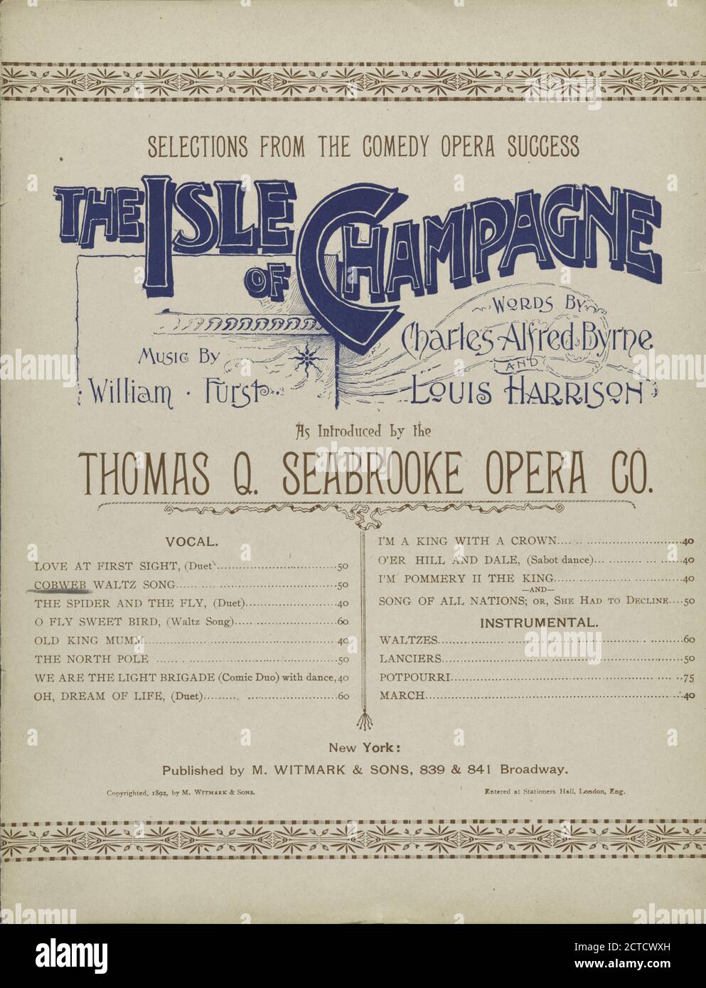 Cobweb Waltz song, notated music, Score, 1892 - 1892, Harrison, Louis (1859-1936), Byrne, Charles Alfred (1848-1909), Furst, William (1852-1917 Foto Stock